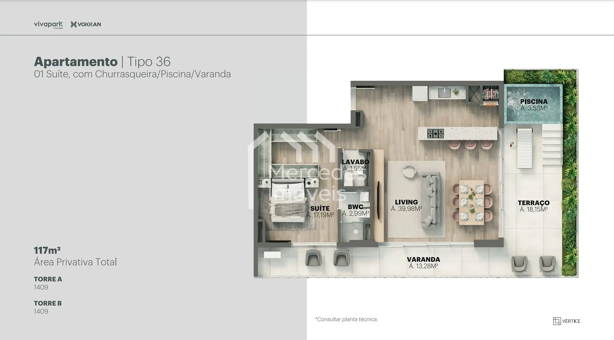 Planta 86 de Apartamento 1 suite + piscina privativa à venda, 100m² Viva Park, Porto Belo, SC