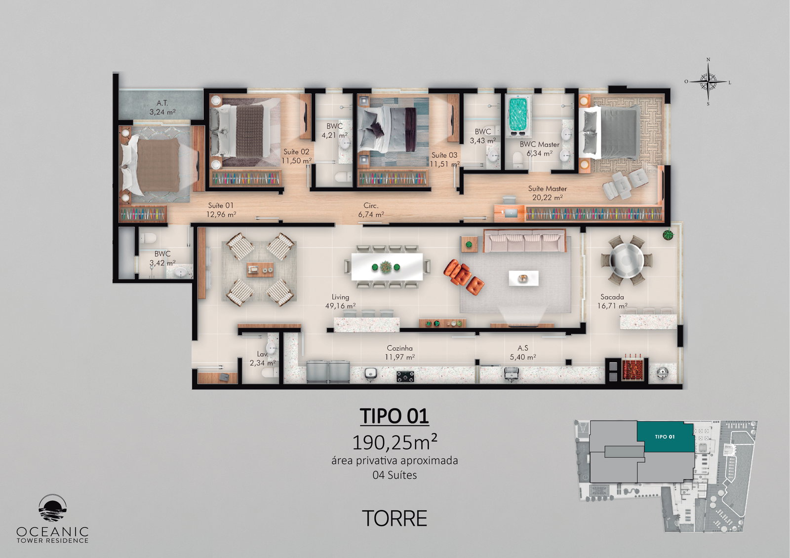 Planta 4 de Oceanic Tower Residence
