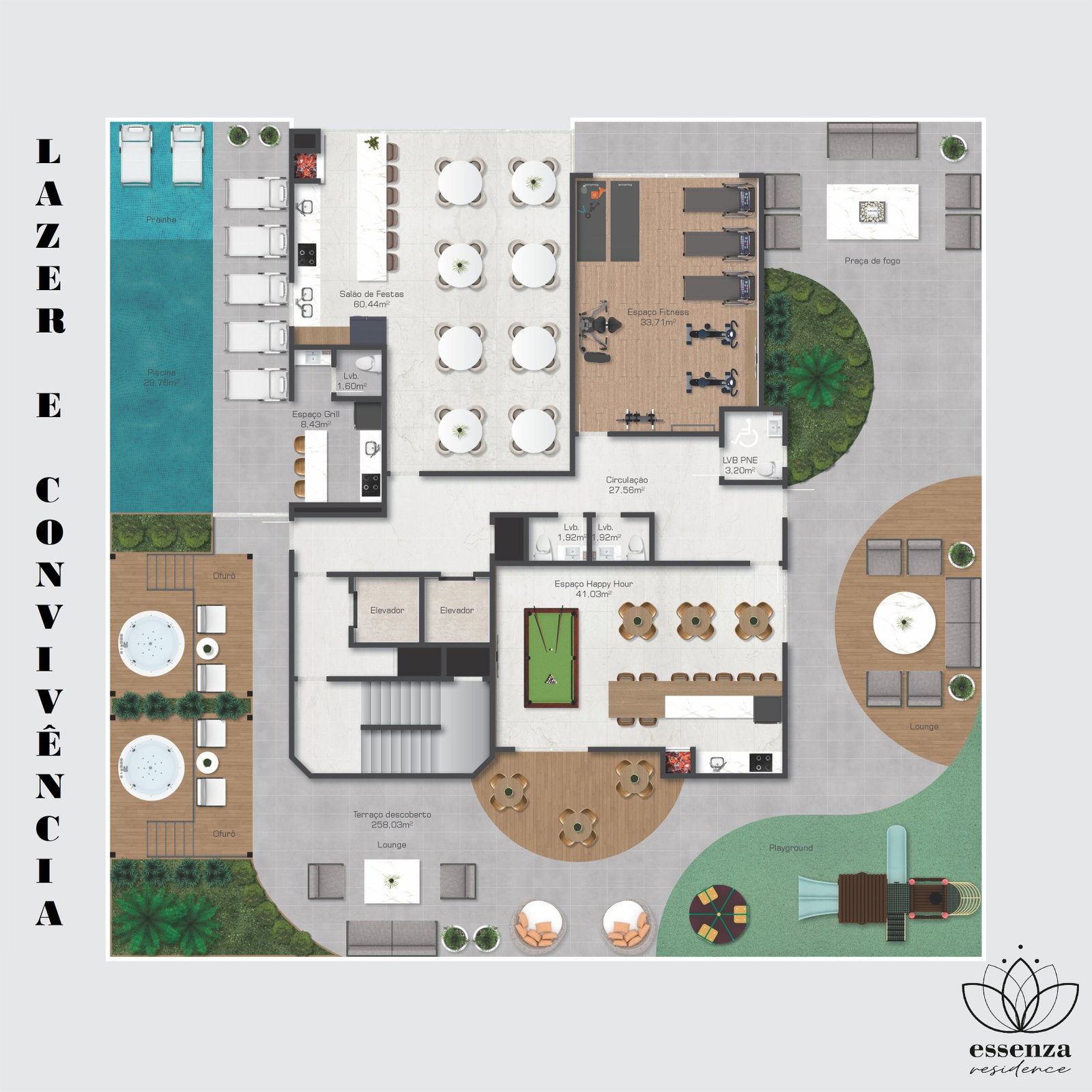 Planta Lazer e Convivência do Essenza Residence