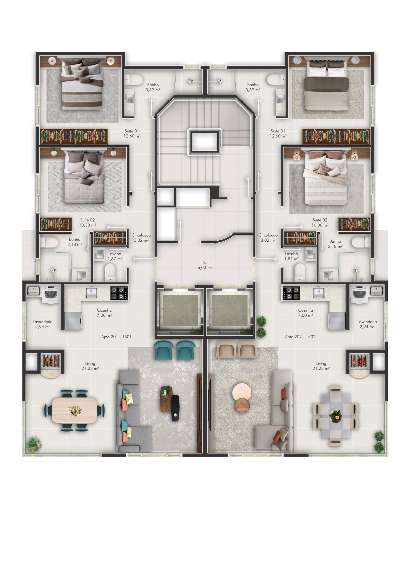 Planta Pavimento Tipo do Garden View
