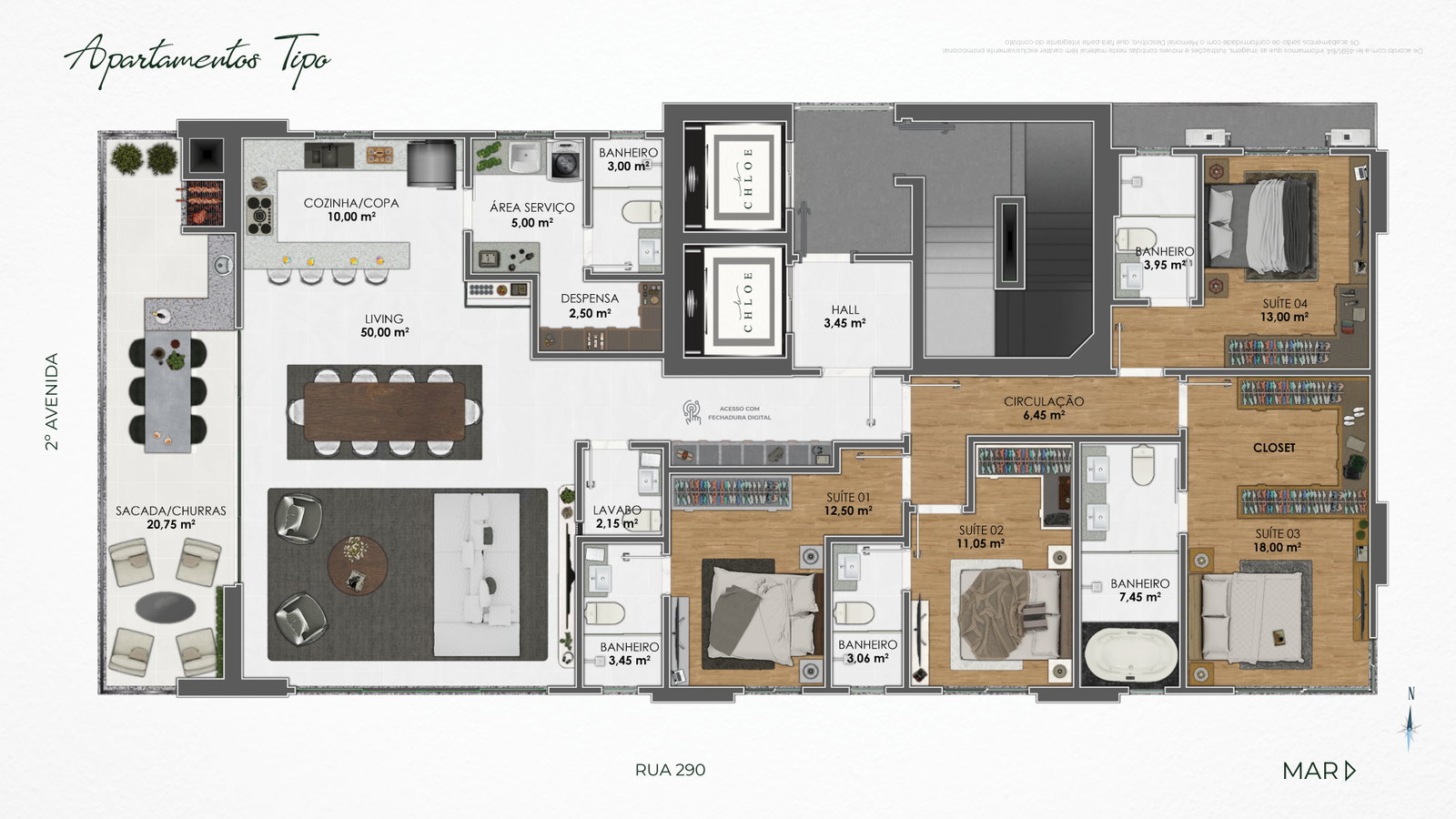 Planta Apartamentos Tipo do Le Chloe