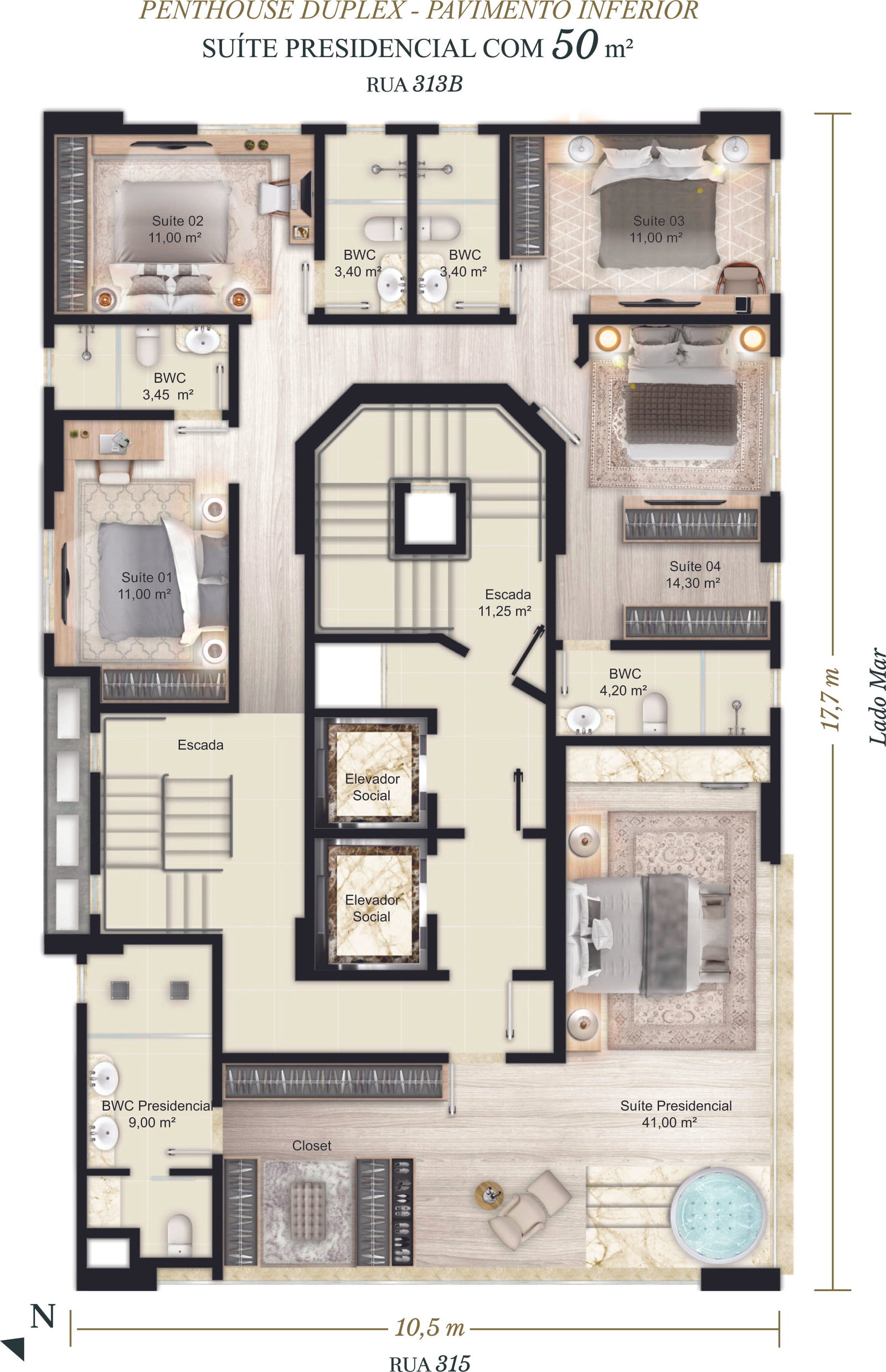 Planta Penthouse Duplex (1 de 2) do Francisco I