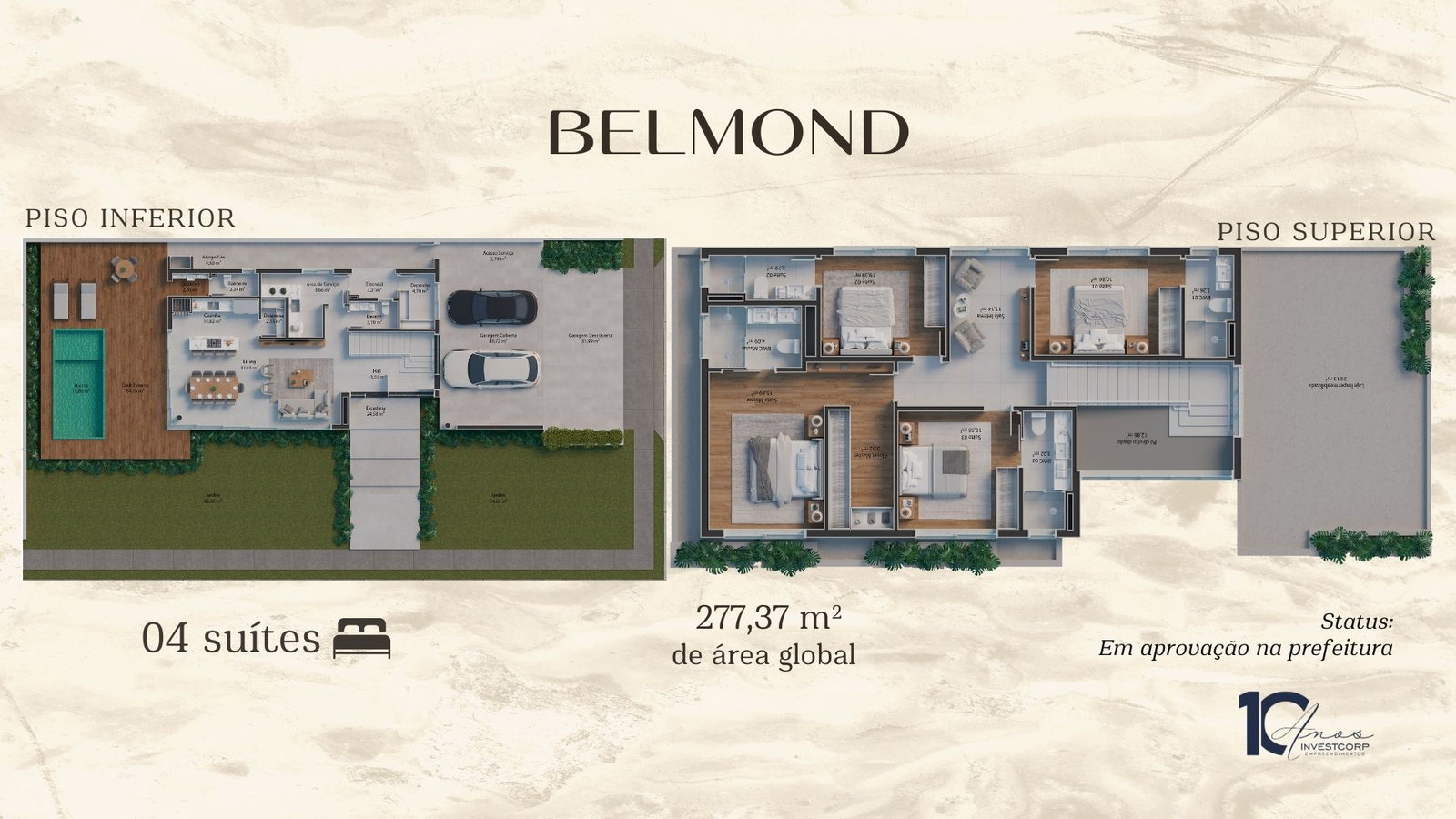 Planta Belmond, 4 suítes · 277 m² do Casas VivaPark