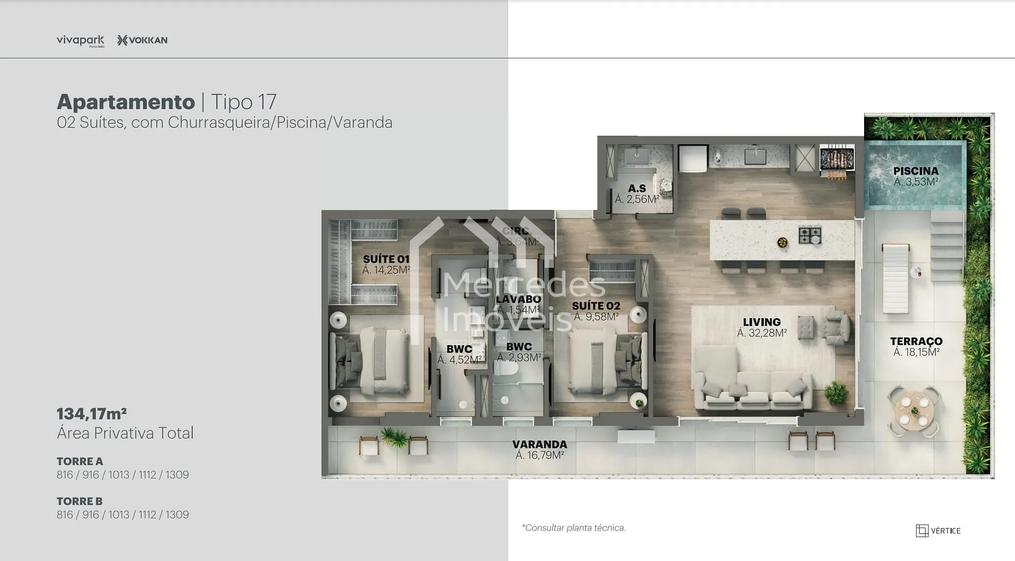 Planta 67 de Apartamento 1 suite + piscina privativa à venda, 100m² Viva Park, Porto Belo, SC