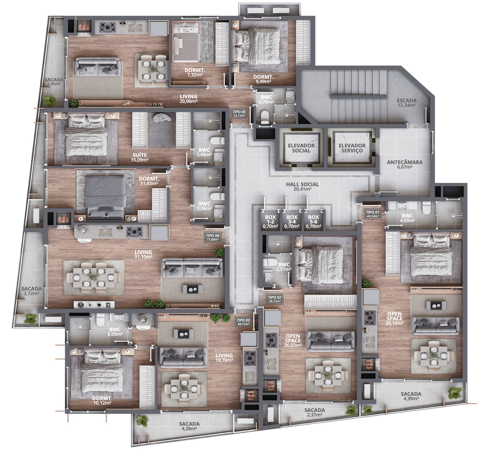 Planta 3 de Residencial Rock Studios