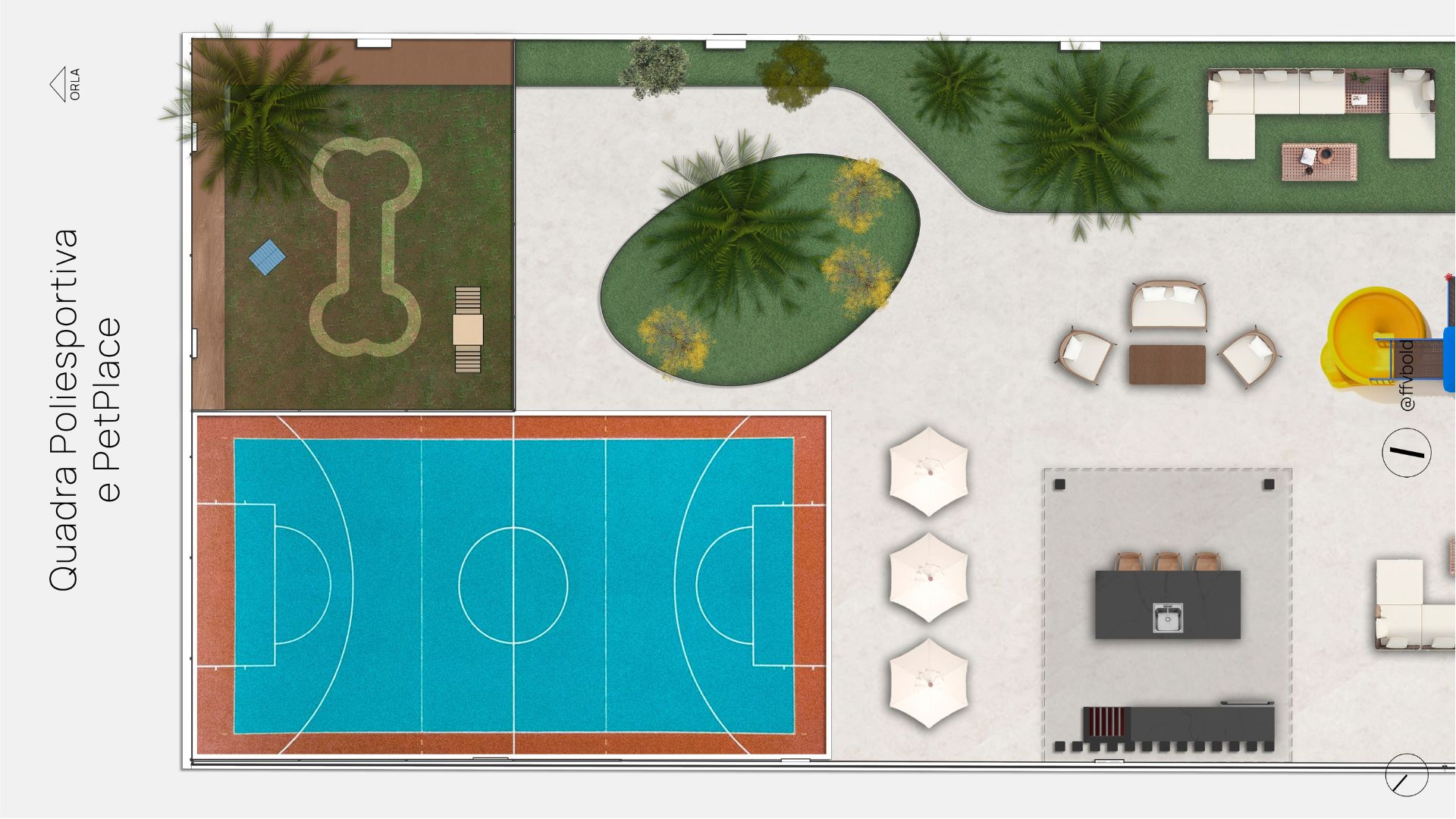 Planta Lazer · Quadra Poliesportiva e PetPlace do High Line