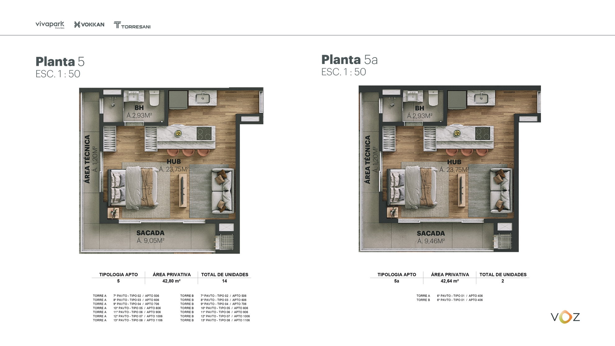 Planta Final 05, 43 m² do Edifício Voz