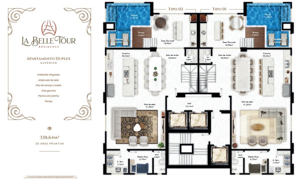 Planta Duplex Superior, 339 m² do La Belle Tour