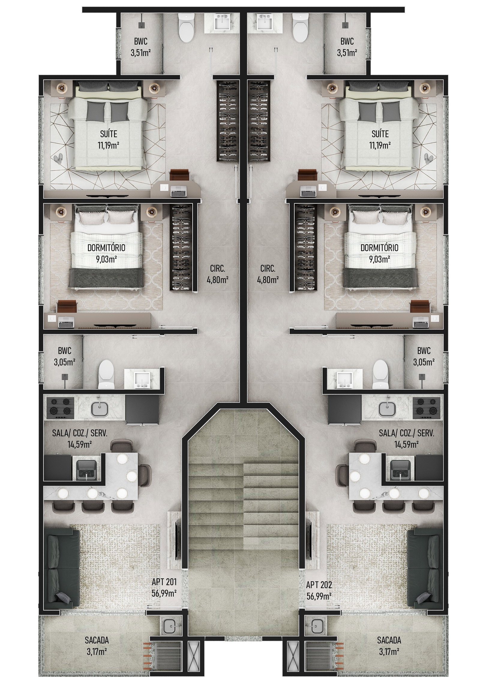 Planta 2º Pavimento do Adhara Residence