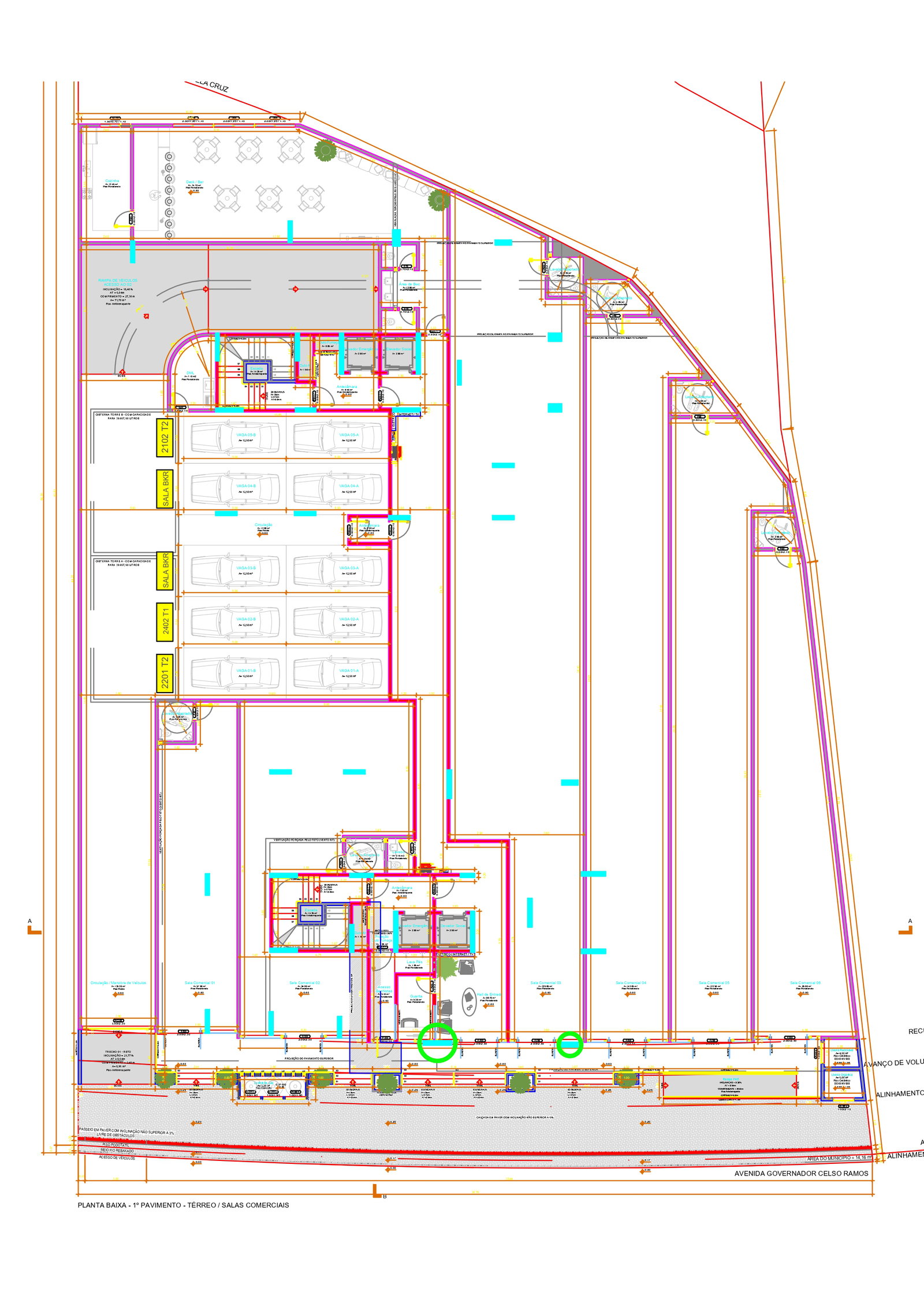 Planta 1º Pavimento - Térreo / Salas Comerciais do Imperial Coast Residence