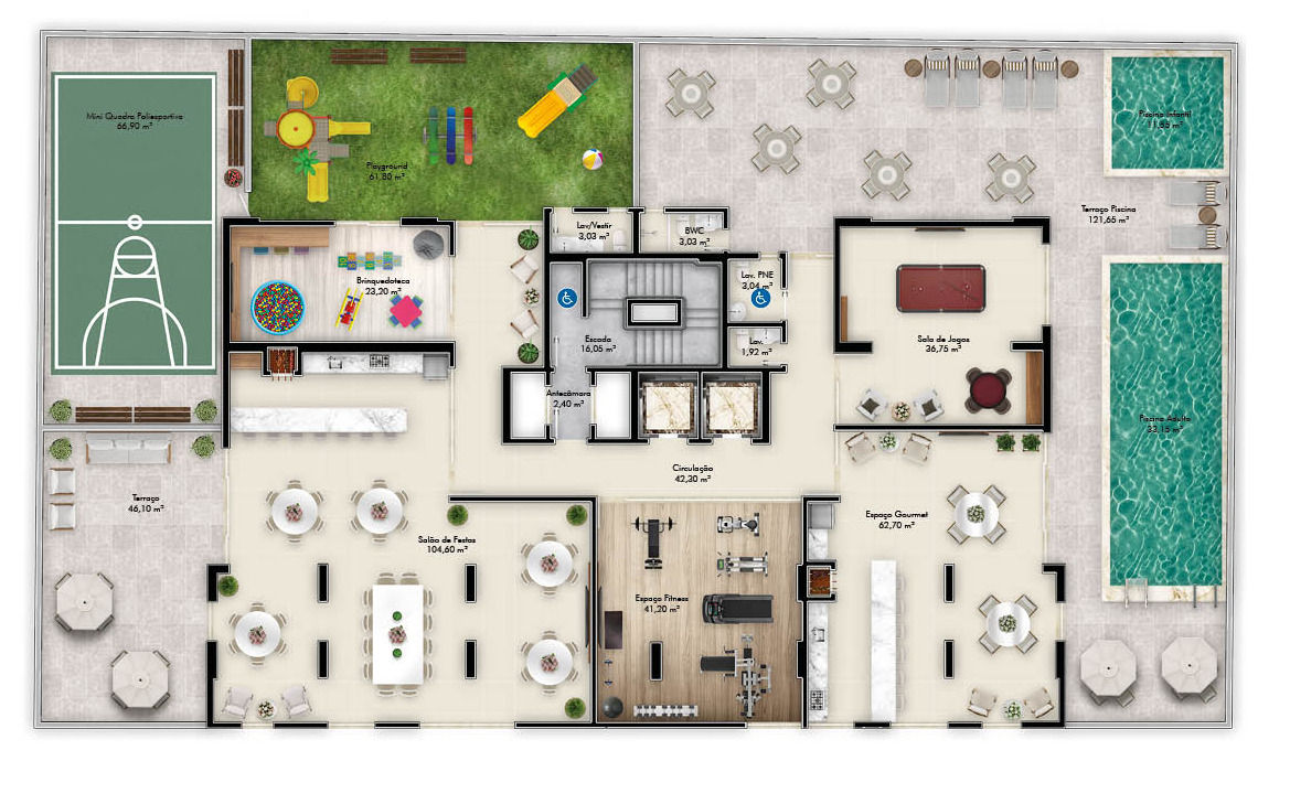 Planta Lazer · Rooftop do Gran Solare