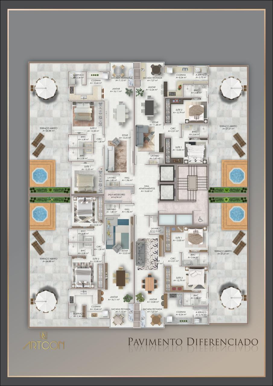 Planta Pavimento Diferenciado do Heritage