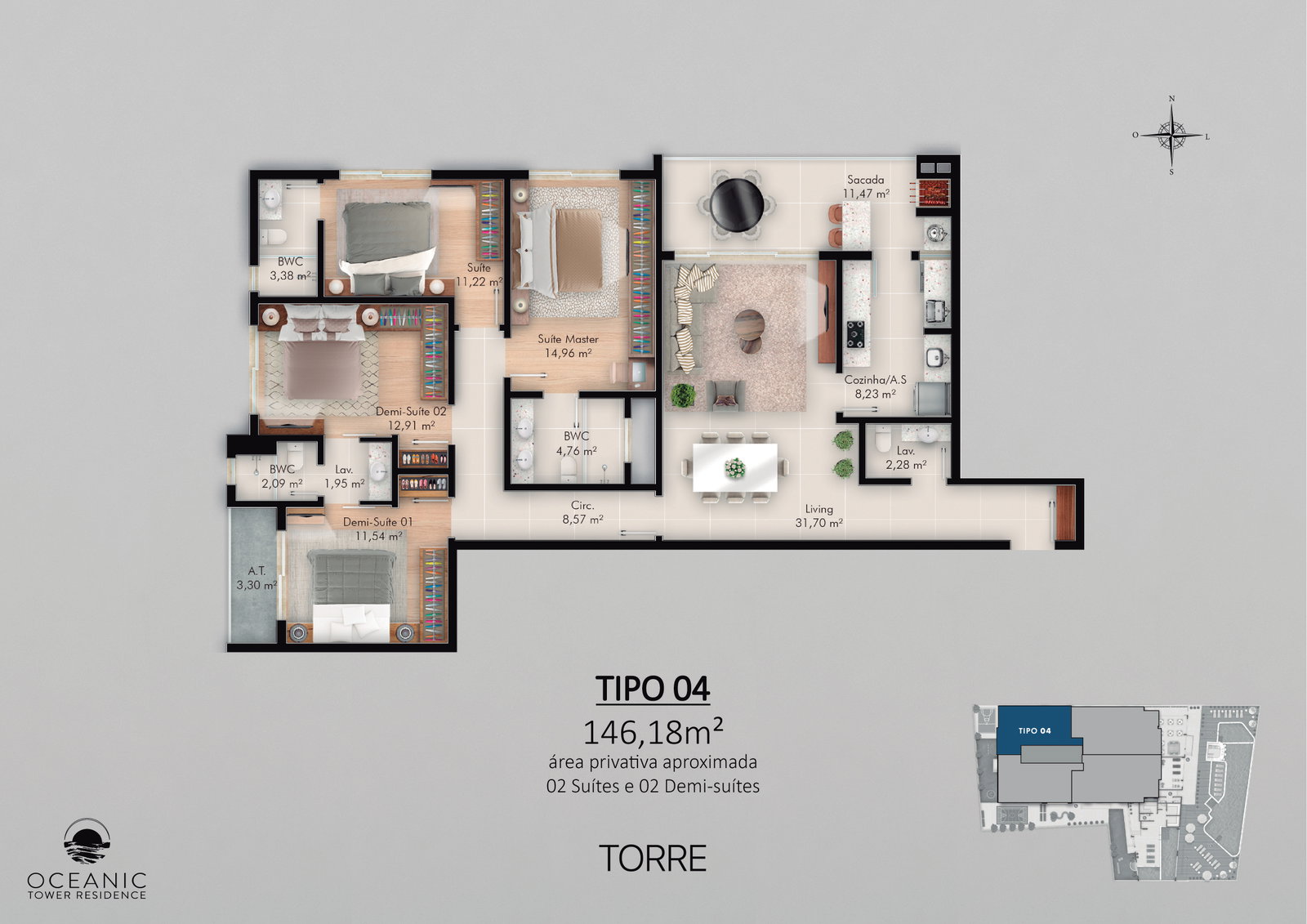 Planta 3 de Oceanic Tower Residence