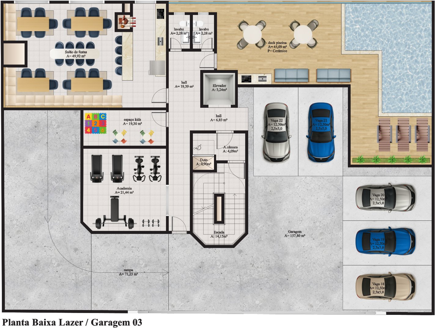 Planta Lazer / Garagem 03 do Lazuli By Cretta