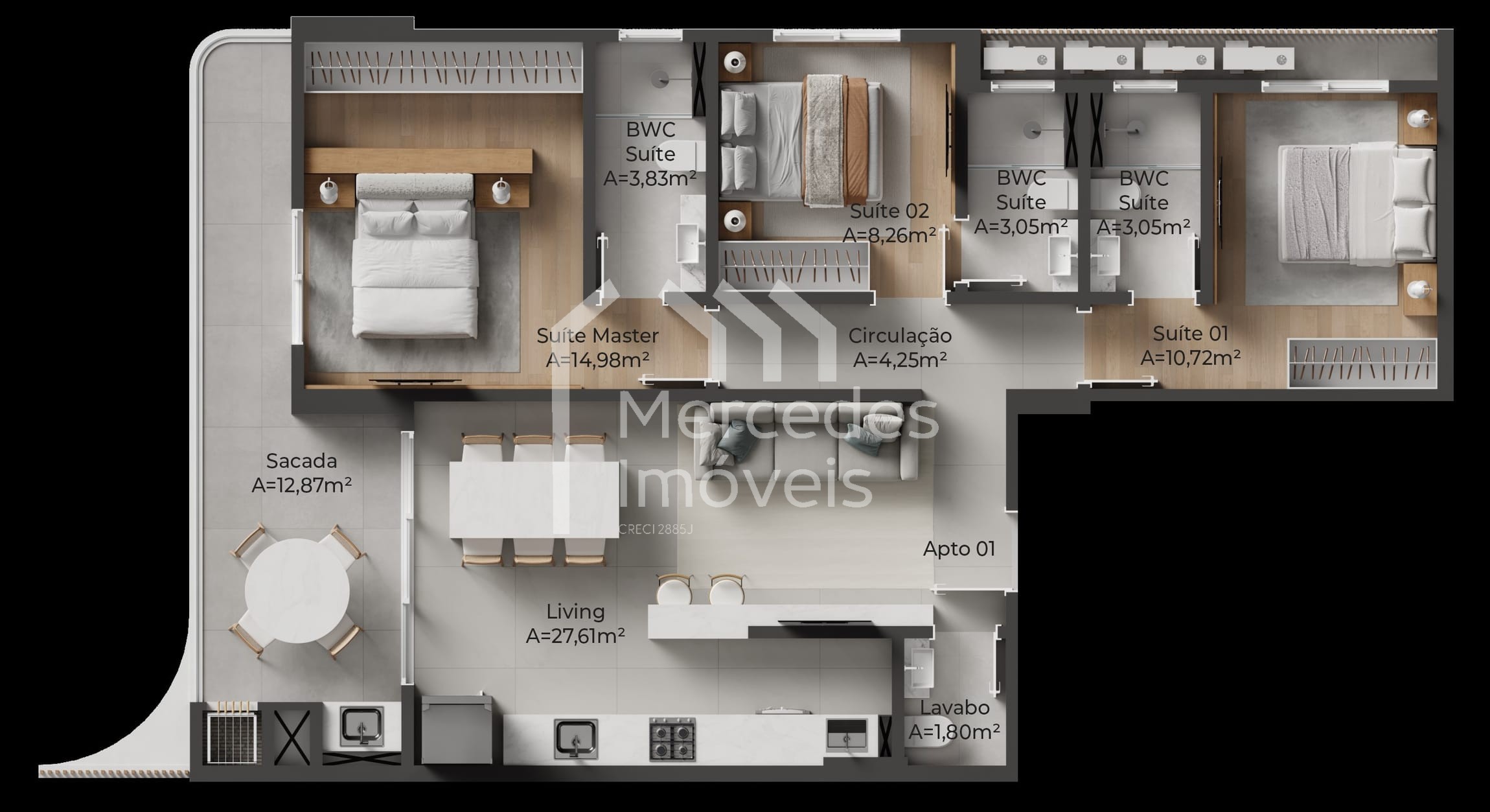 Foto 17 de Lançamento 3 dorms à venda · Centro, Itajaí · NF Harmonic · 103 m²