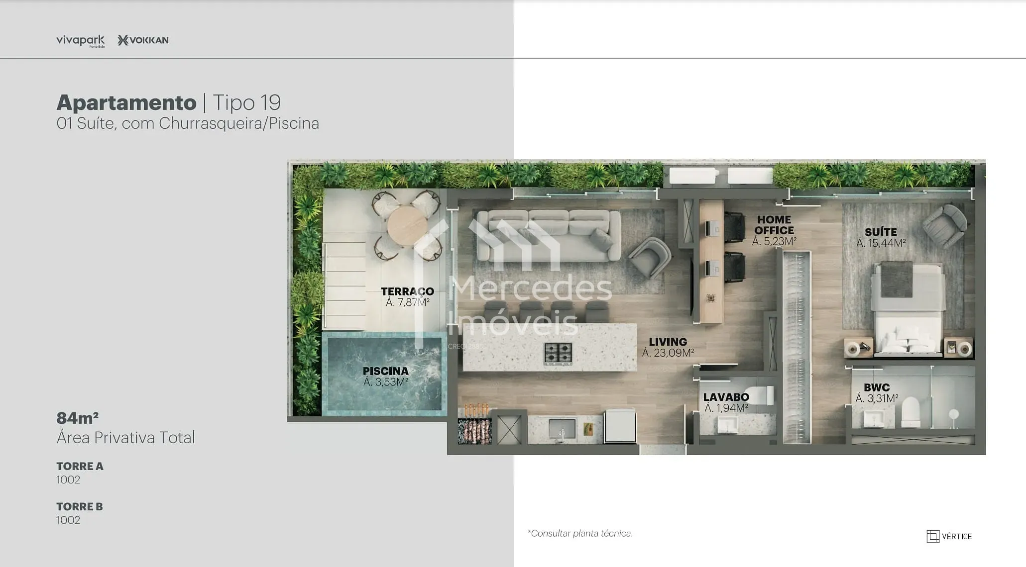 Planta 69 de Apartamento 1 suite + piscina privativa à venda, 100m² Viva Park, Porto Belo, SC