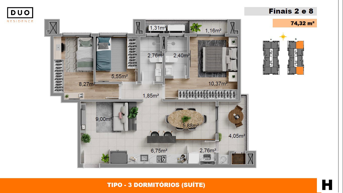Planta 1 de Duo Residence - Torre B