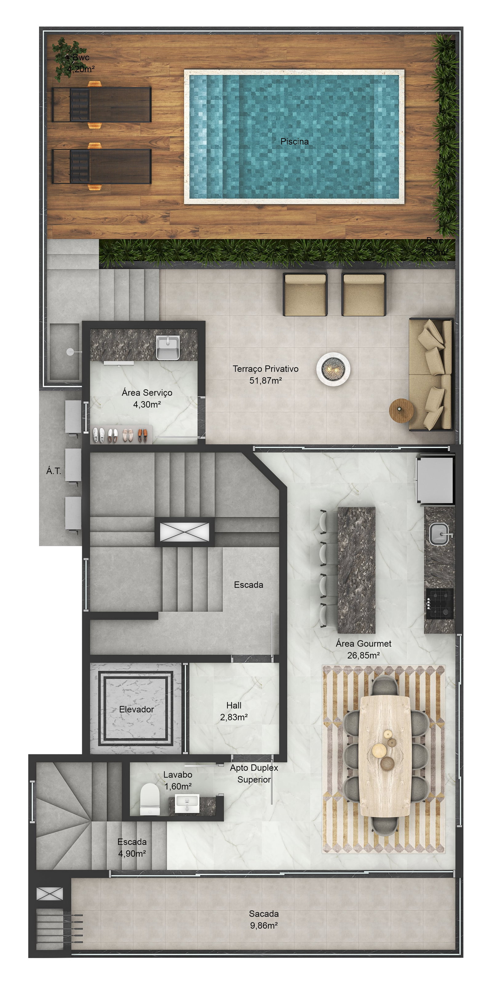 Planta Duplex Superior do InBau Concept