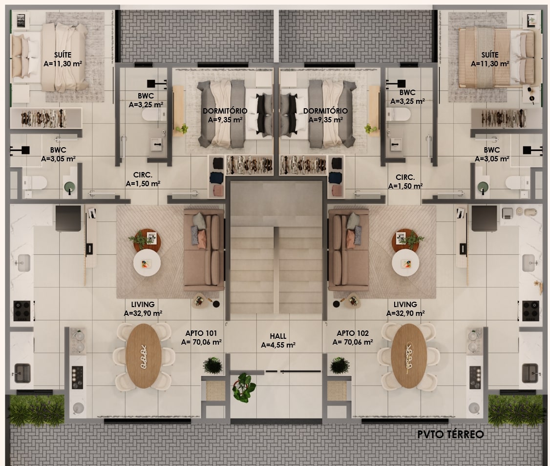 Planta PVTO TÉRREO do Lírio Residencial
