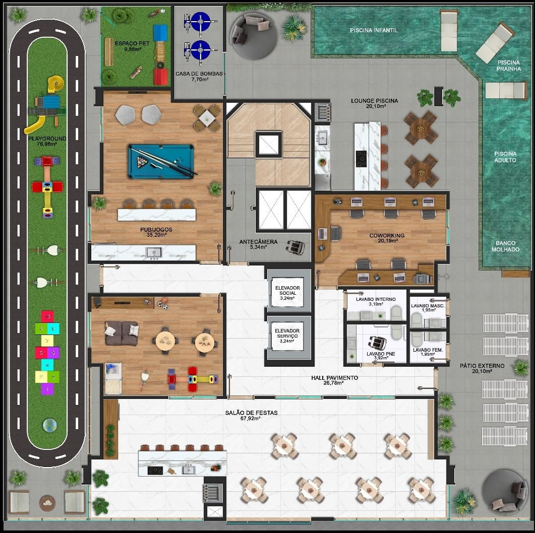 Planta Lazer do Garden Residence