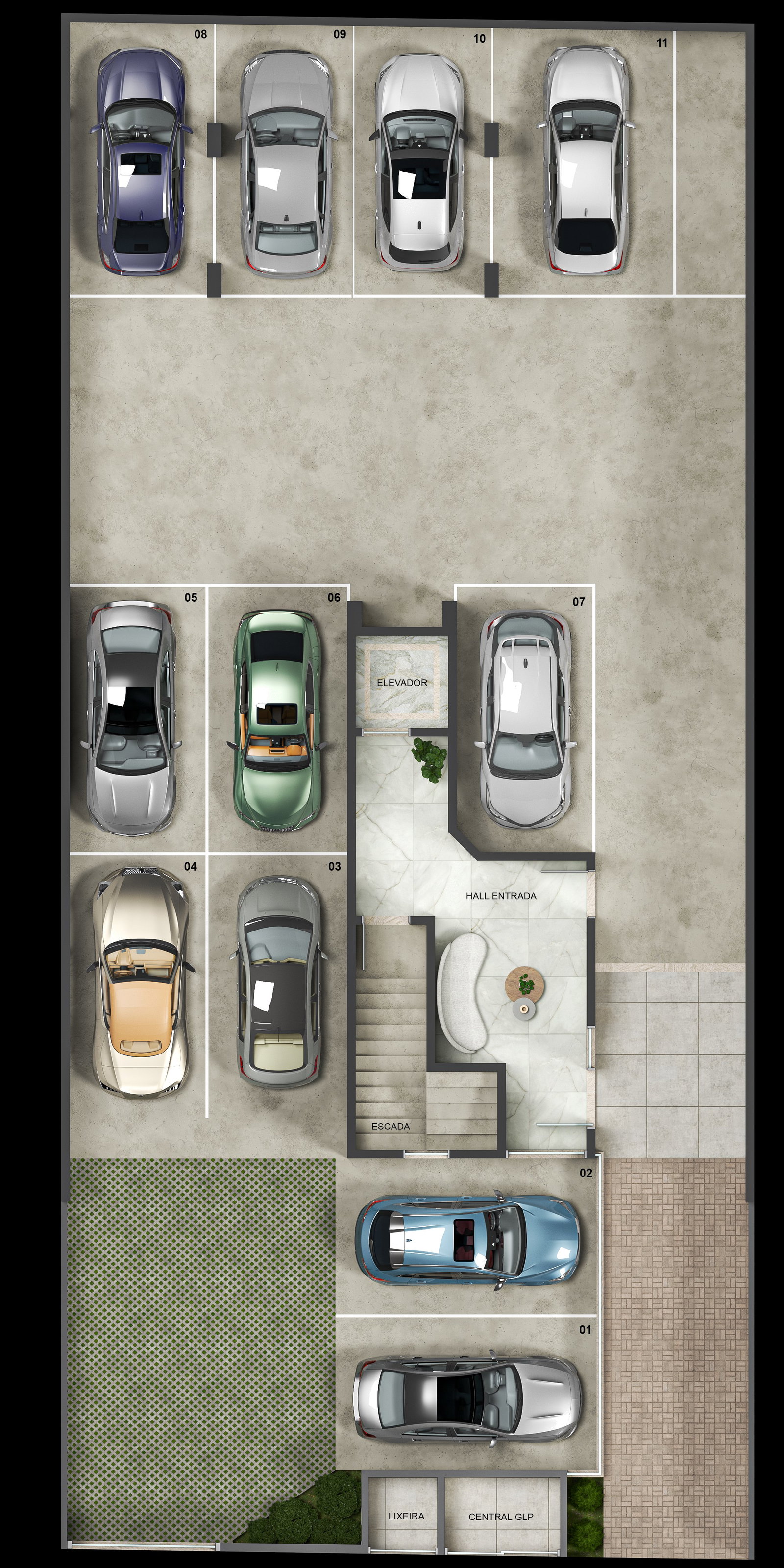 Planta Garagem do Flower Residence