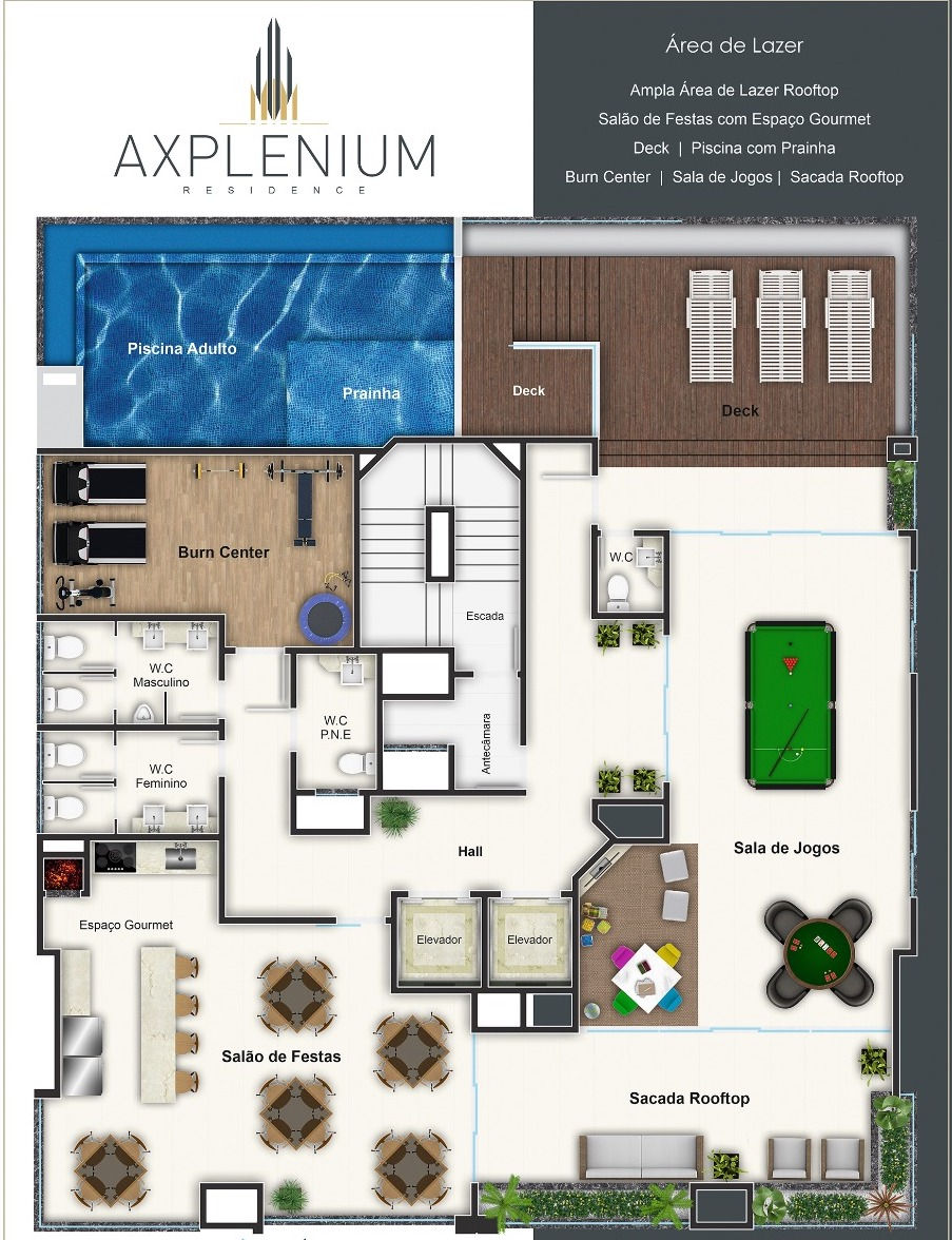 Planta Lazer · Rooftop do Axplenium Residence
