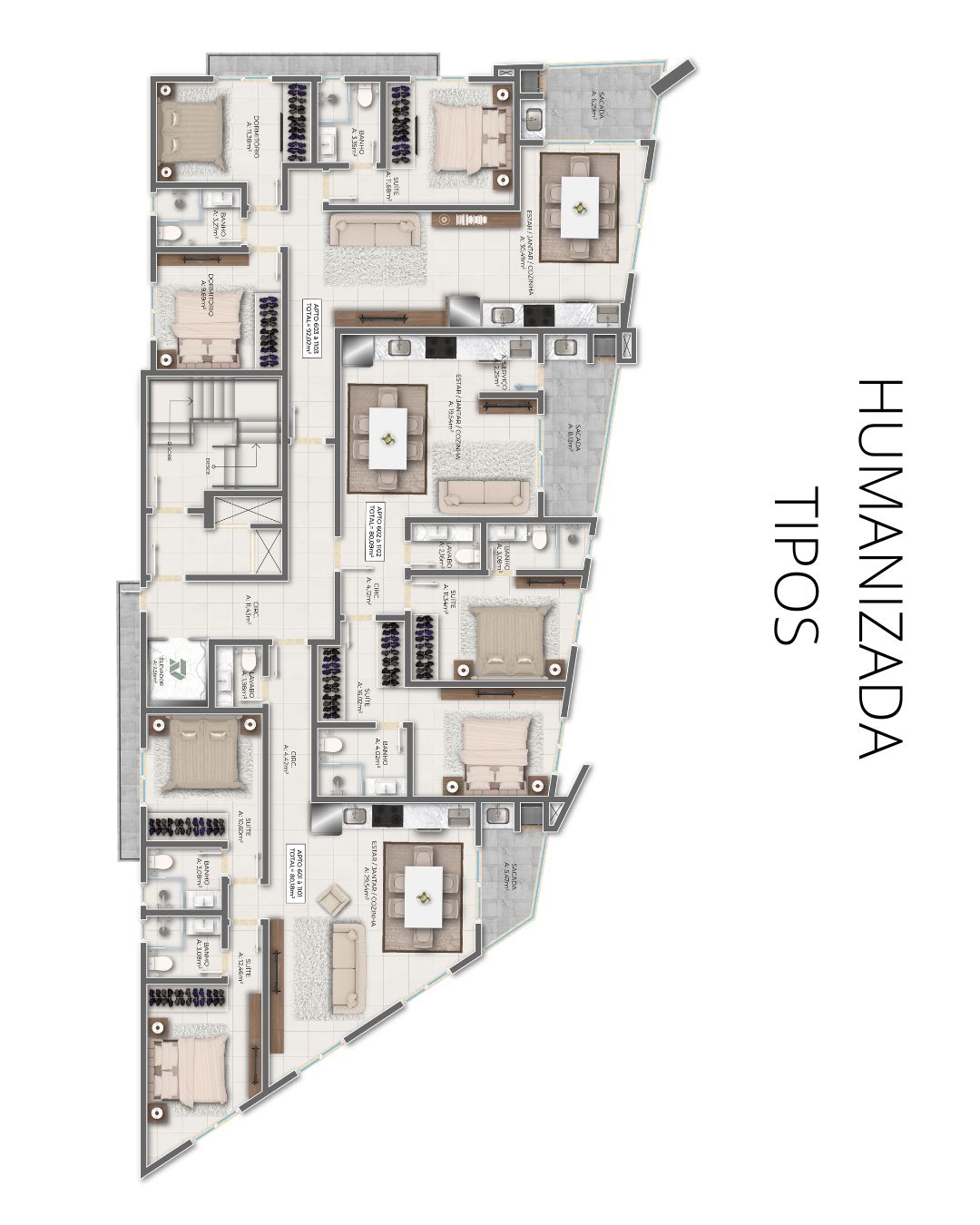 Planta Tipos · Humanizada do Encante Residencial