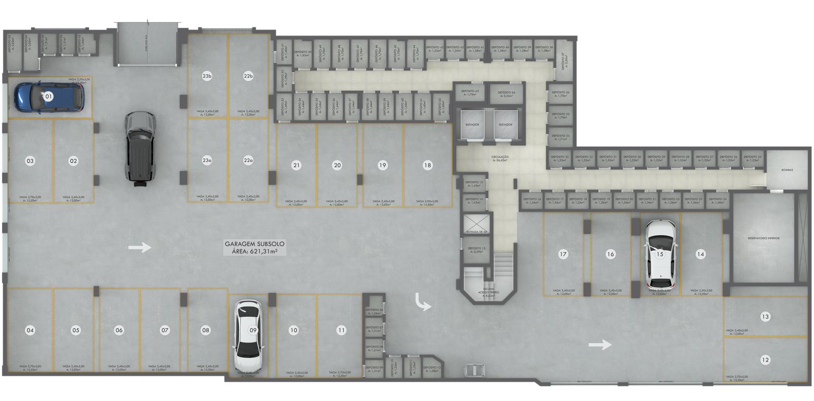 Planta Garagem · Subsolo do Gran Michel Residence