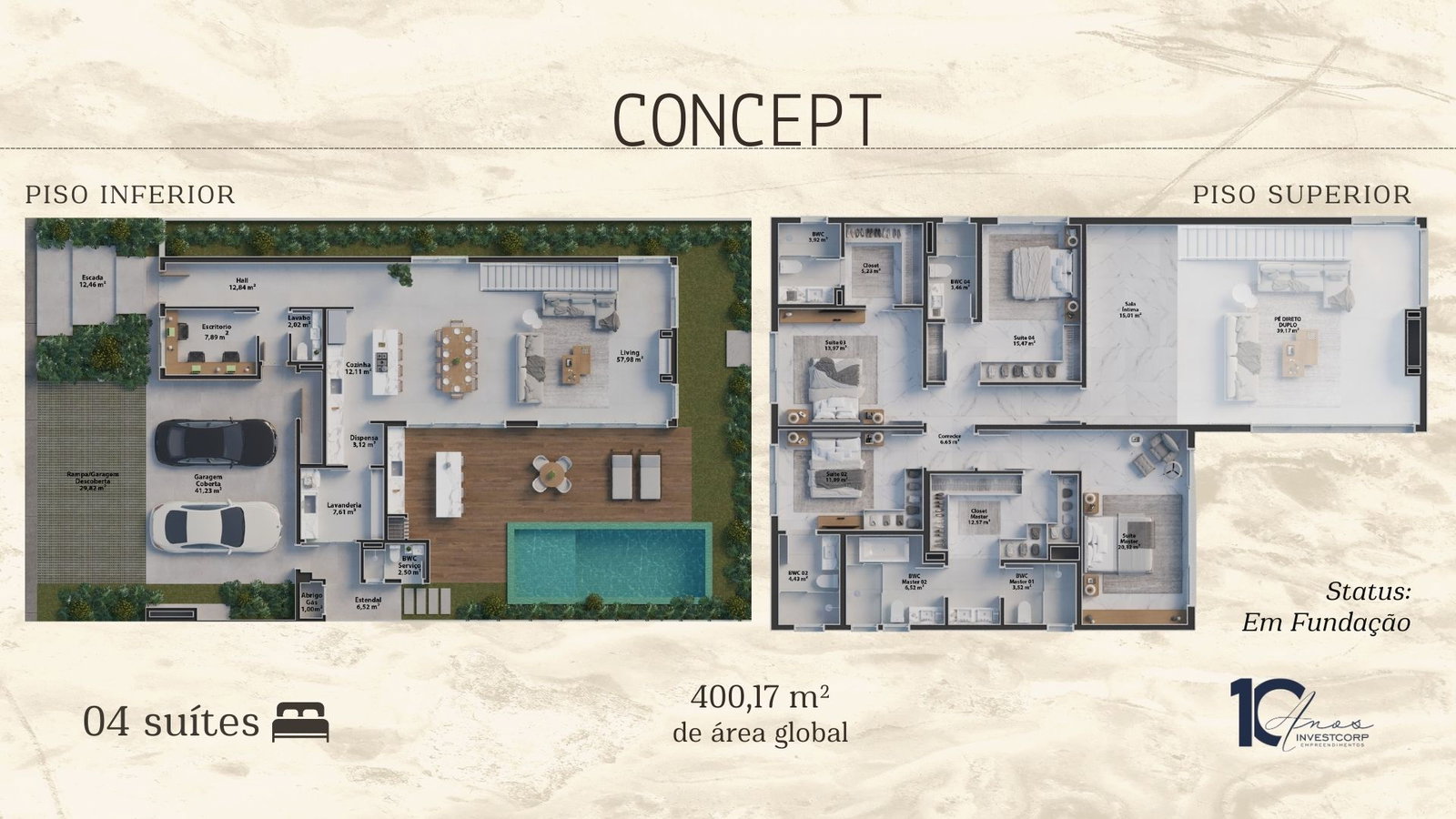 Planta Concept, 4 suítes · 400 m² do Casas VivaPark