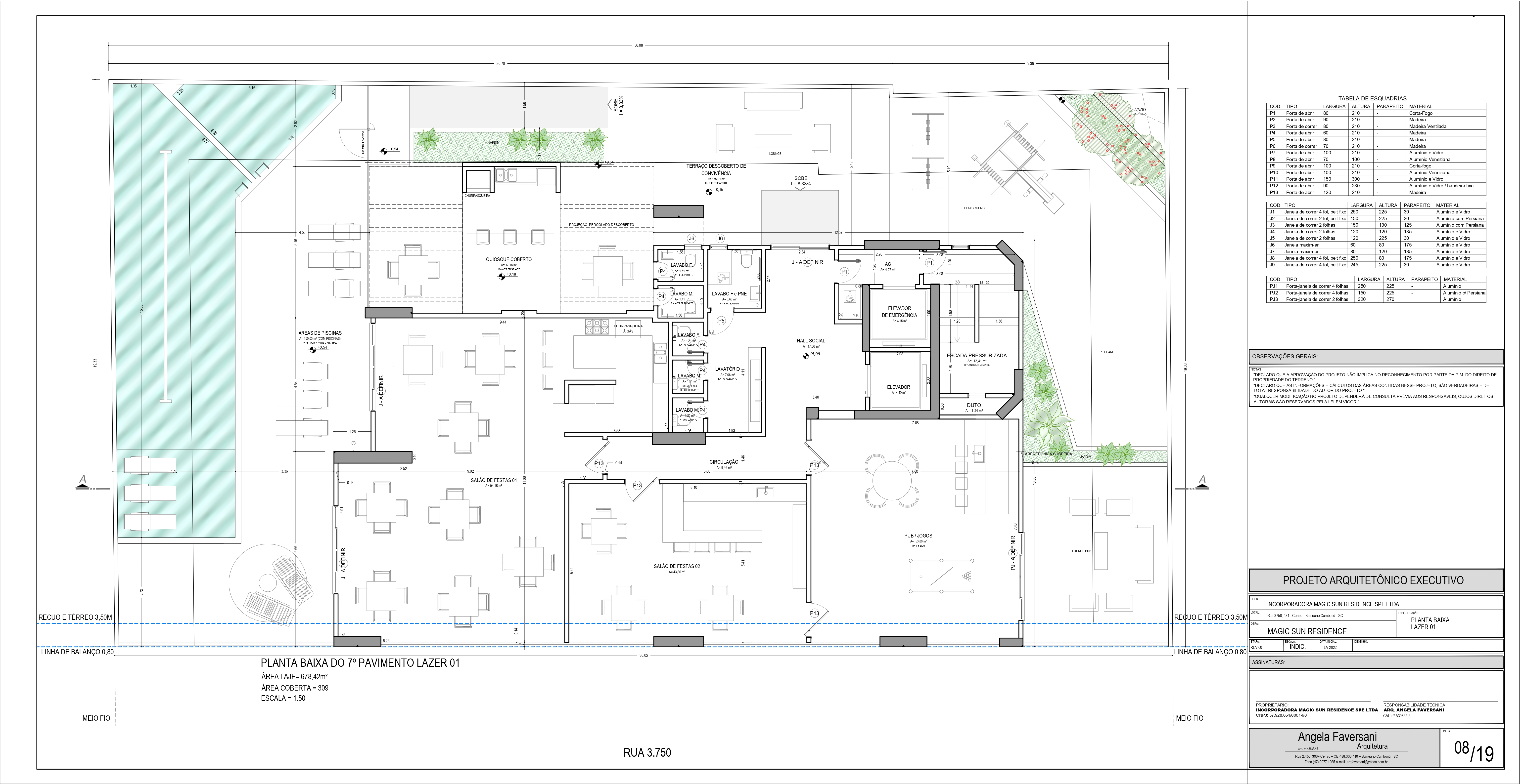 Planta 7º Pavimento Lazer 01 do Magic Sun