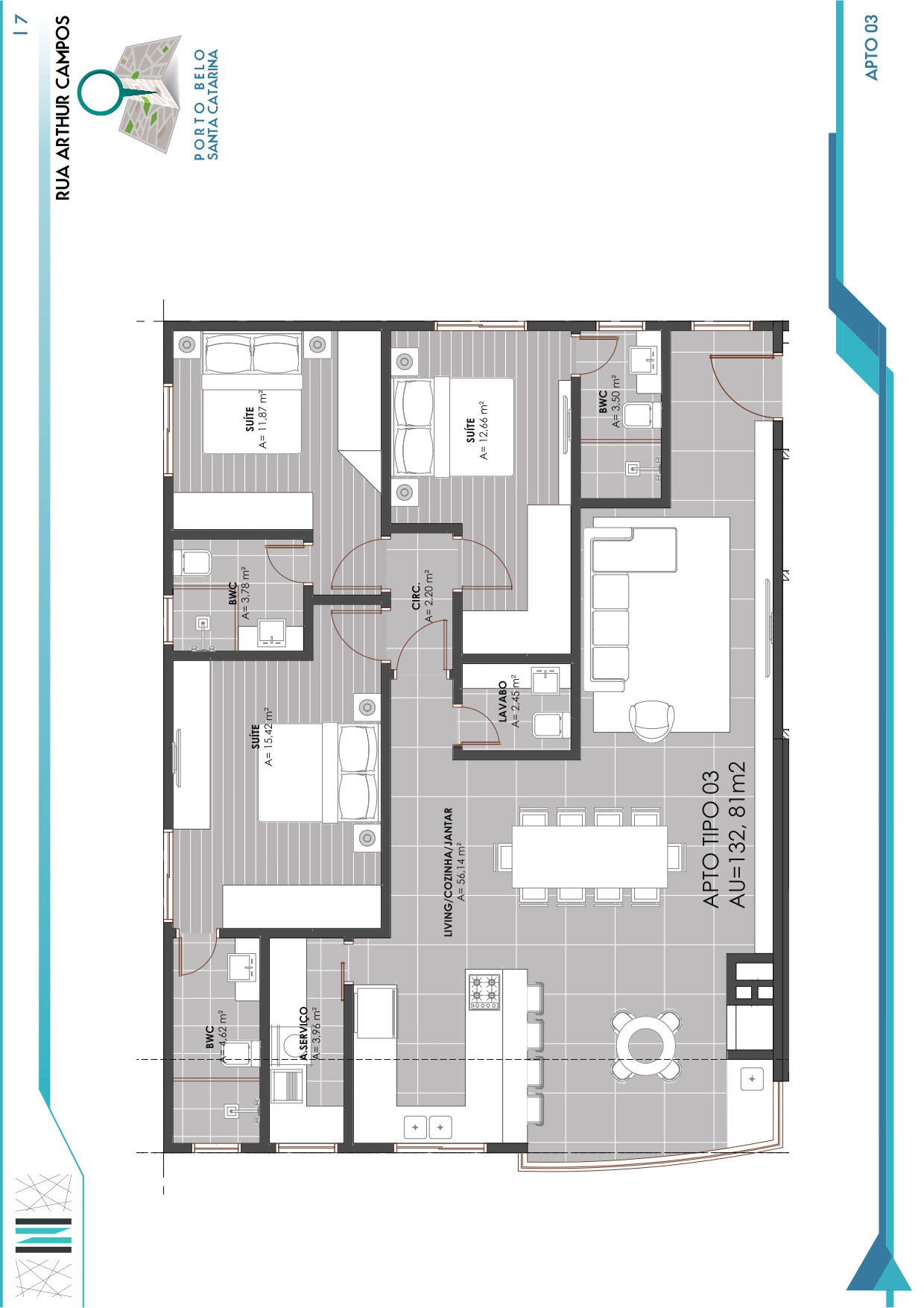 Planta Tipo 03, 133 m² do La Spezia Residenziale