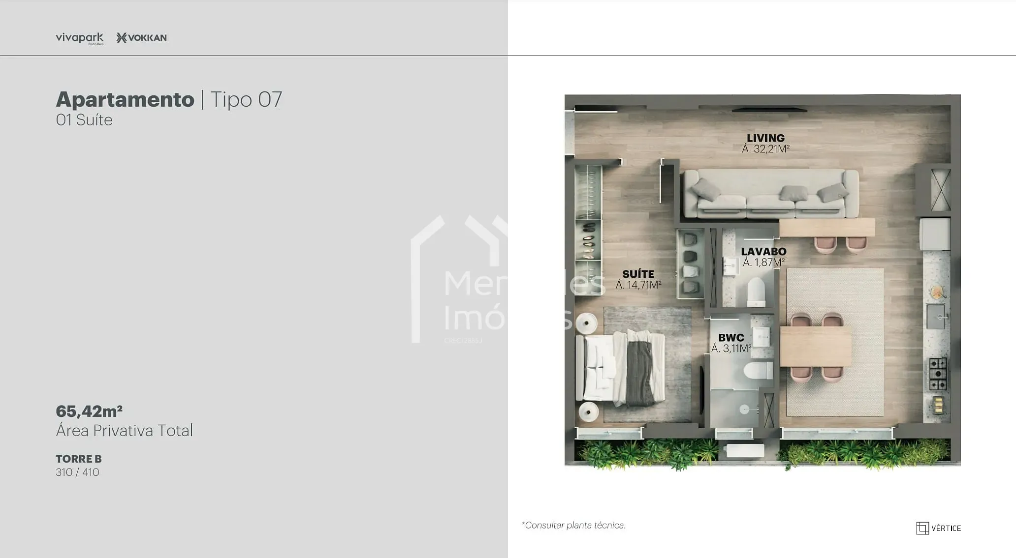 Planta 57 de Apartamento 1 suite + piscina privativa à venda, 100m² Viva Park, Porto Belo, SC