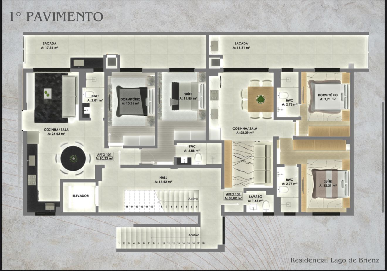 Planta 1º Pavimento do Lago de Brienz Residencial
