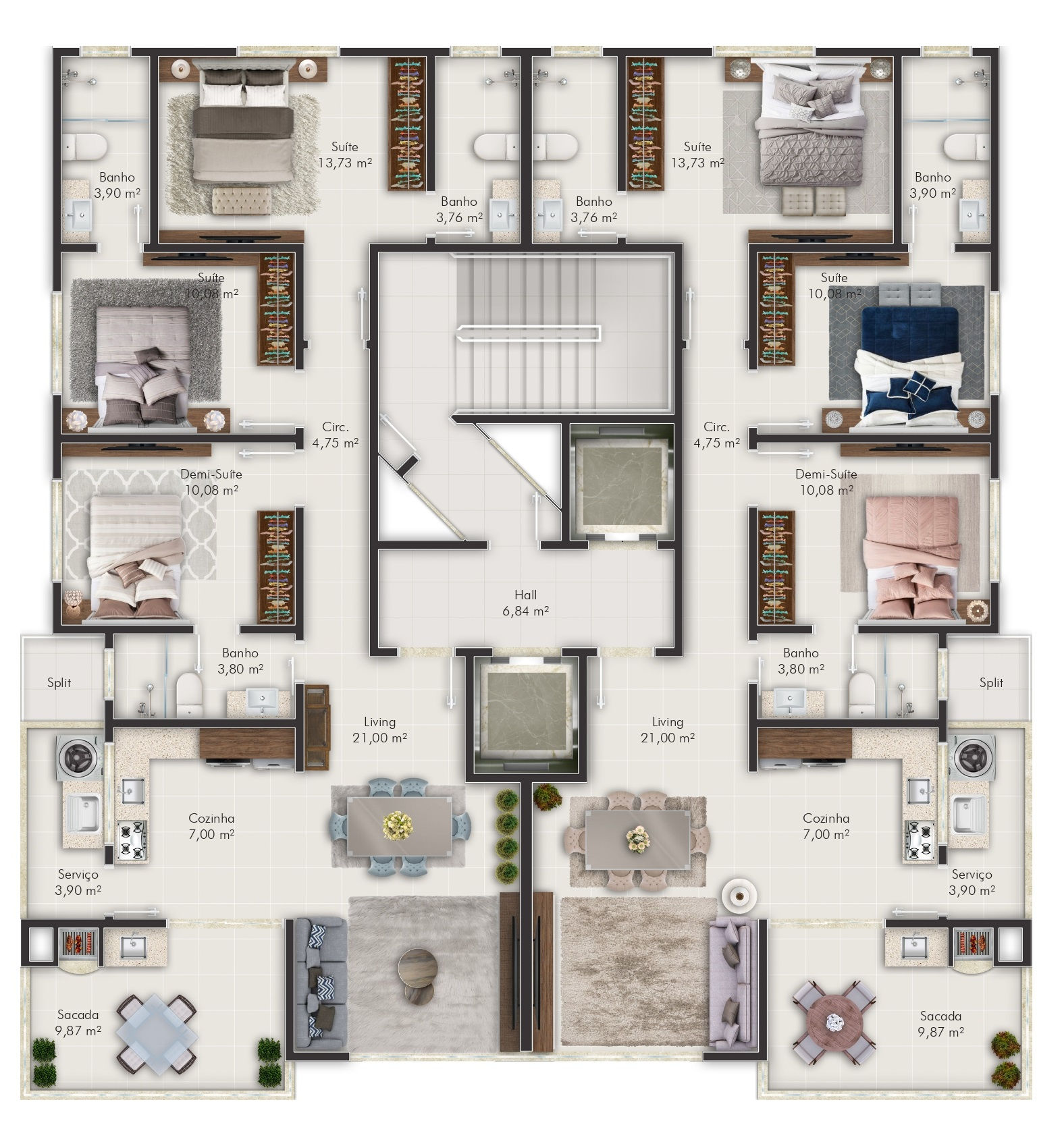 Planta Pavimento Tipo do Bourbon