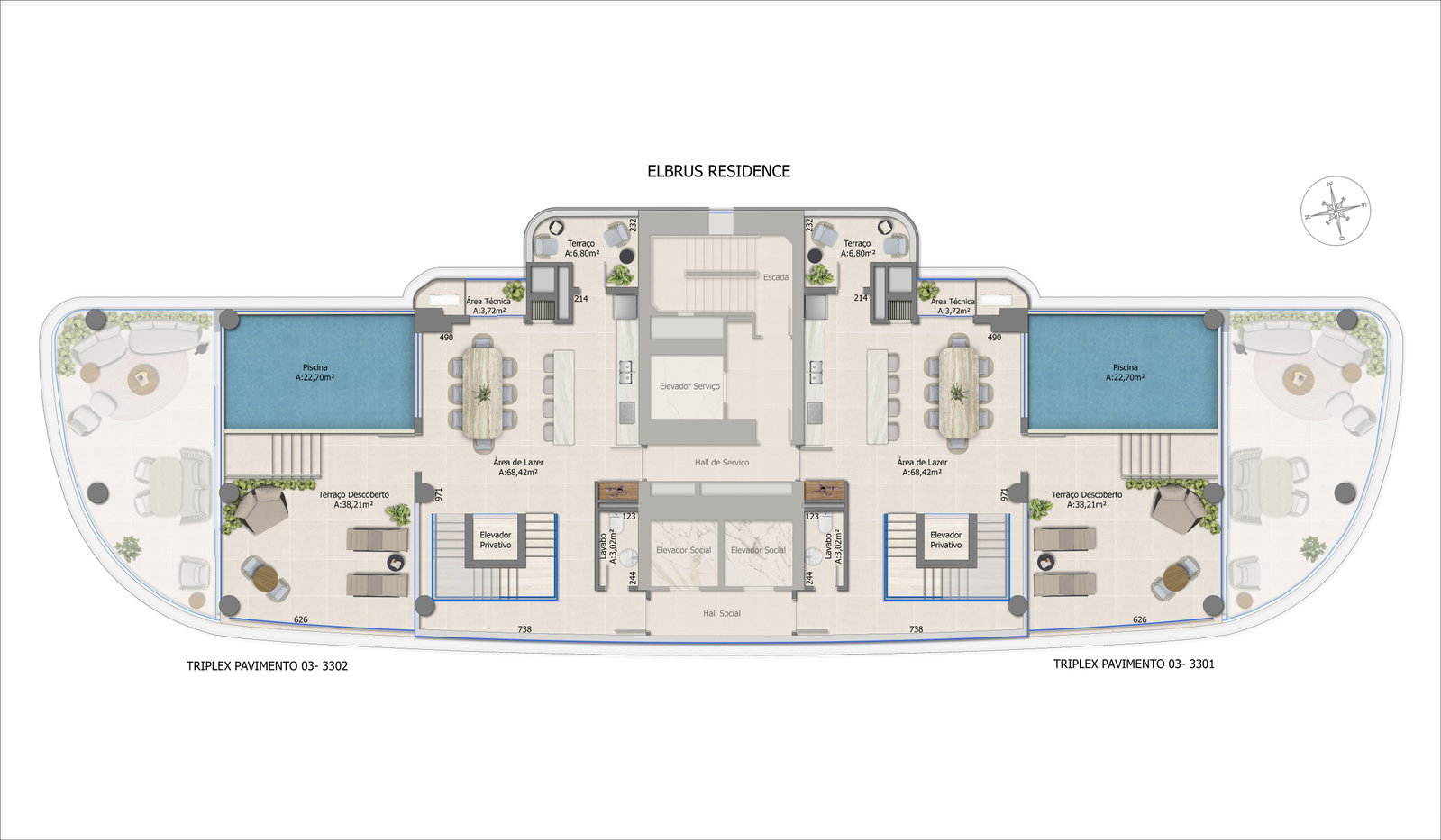 Planta Triplex Pavimento 03 do Elbrus