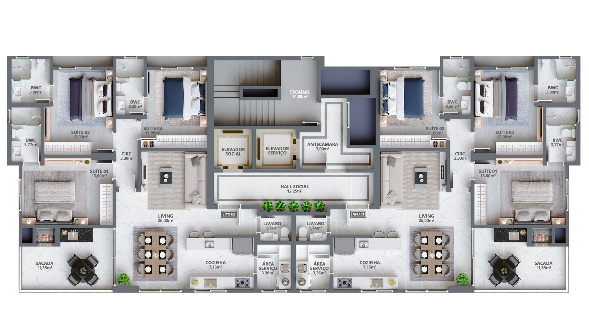 Planta Lazer · Pavimento Tipo do Le Voyage