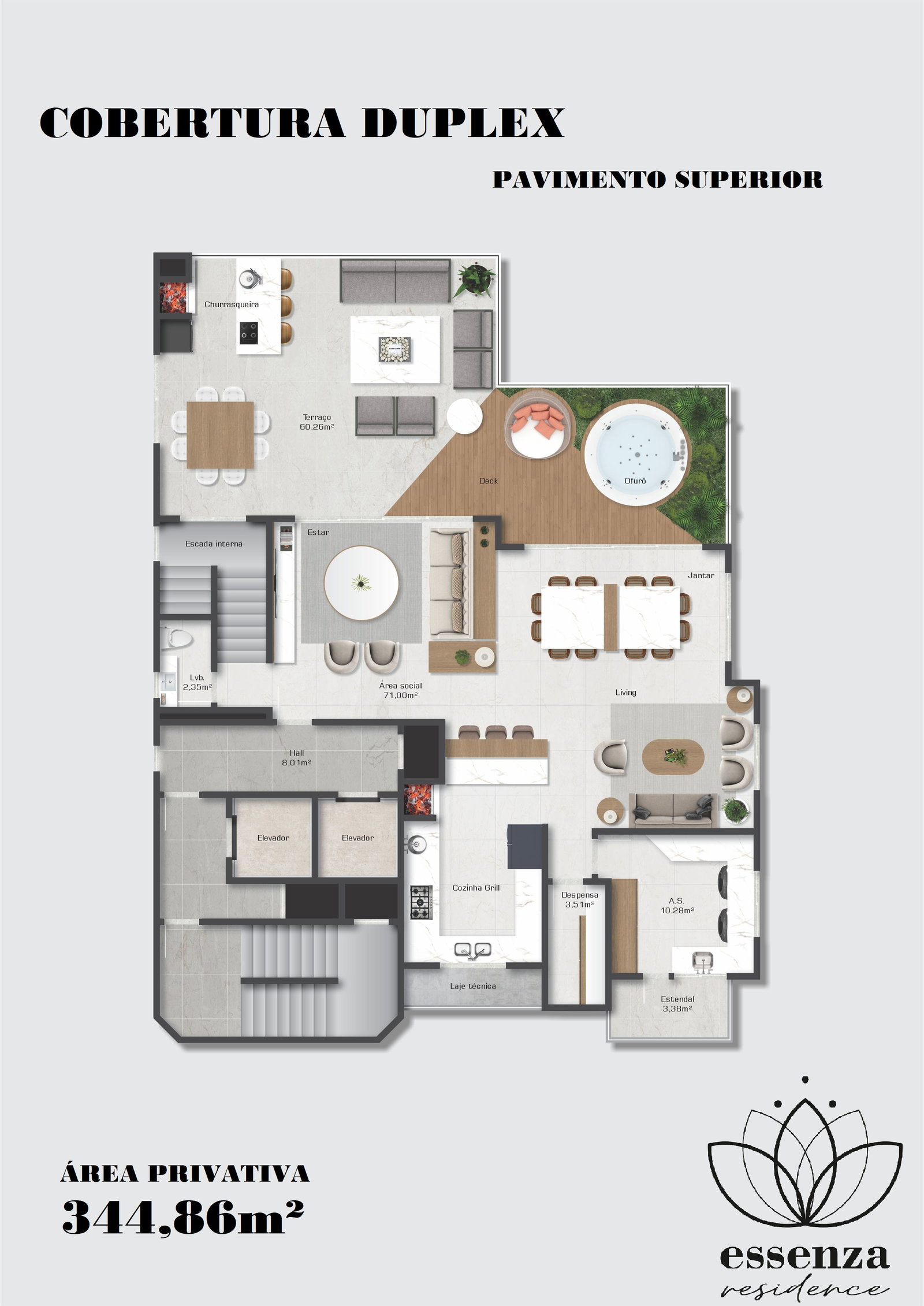 Planta Cobertura Duplex (2 de 2), 345 m² do Essenza Residence