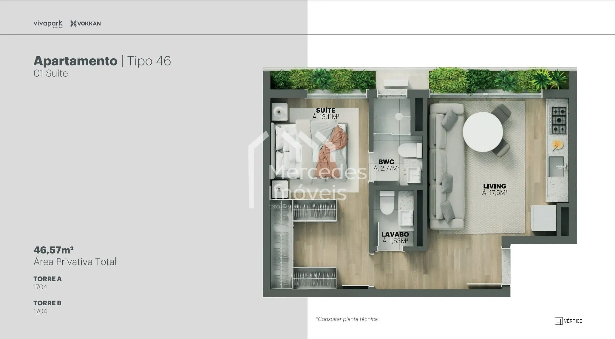 Planta 96 de Apartamento 1 suite + piscina privativa à venda, 100m² Viva Park, Porto Belo, SC