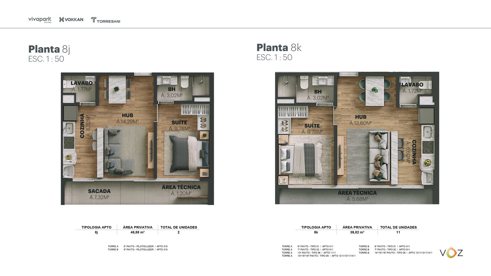 Planta 8j e 8k do Edifício Voz