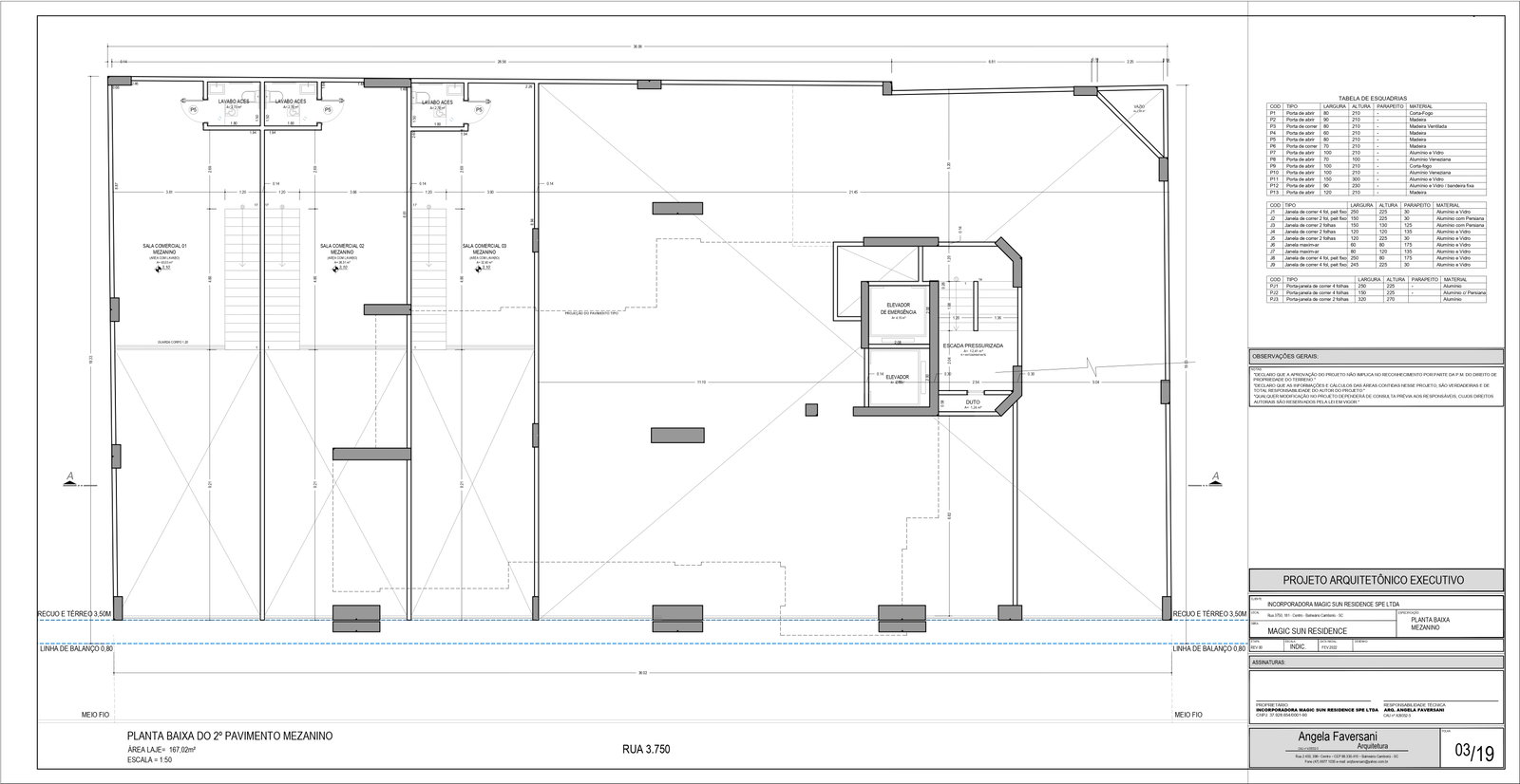 Planta 2º Pavimento Mezanino do Magic Sun
