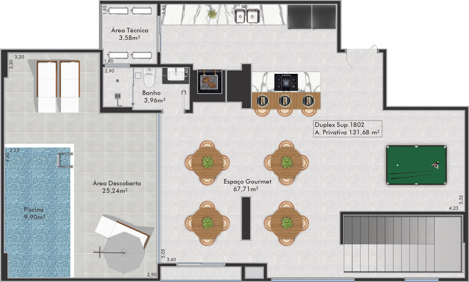 Planta Duplex Sup. 1802, 132 m² do Gran Palazzo Residence