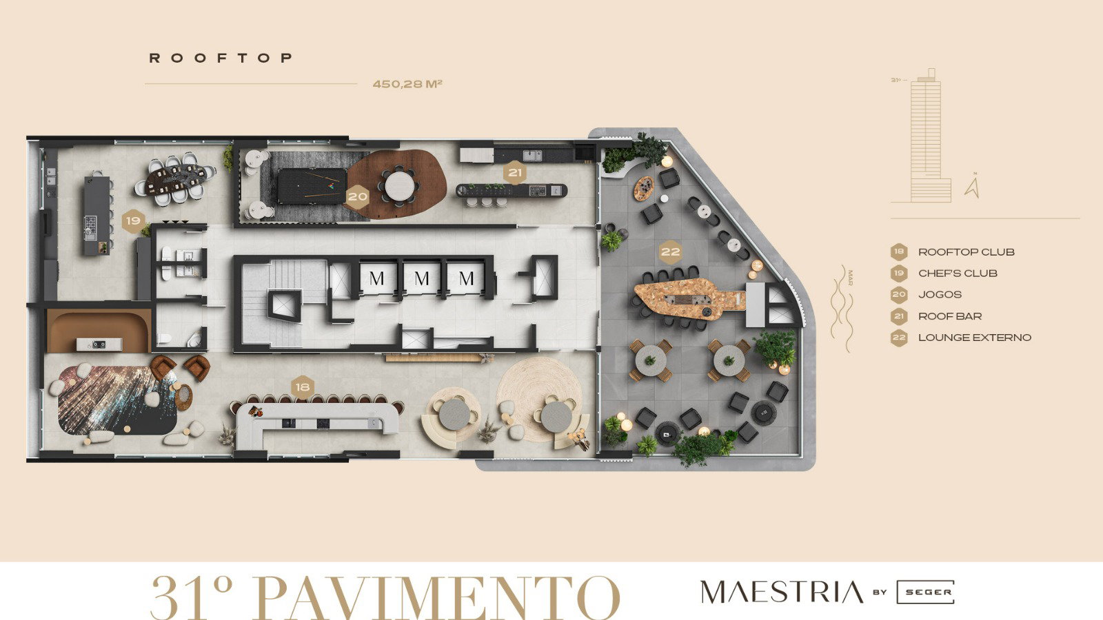 Planta Rooftop · 31º Pavimento do Maestria By Seger