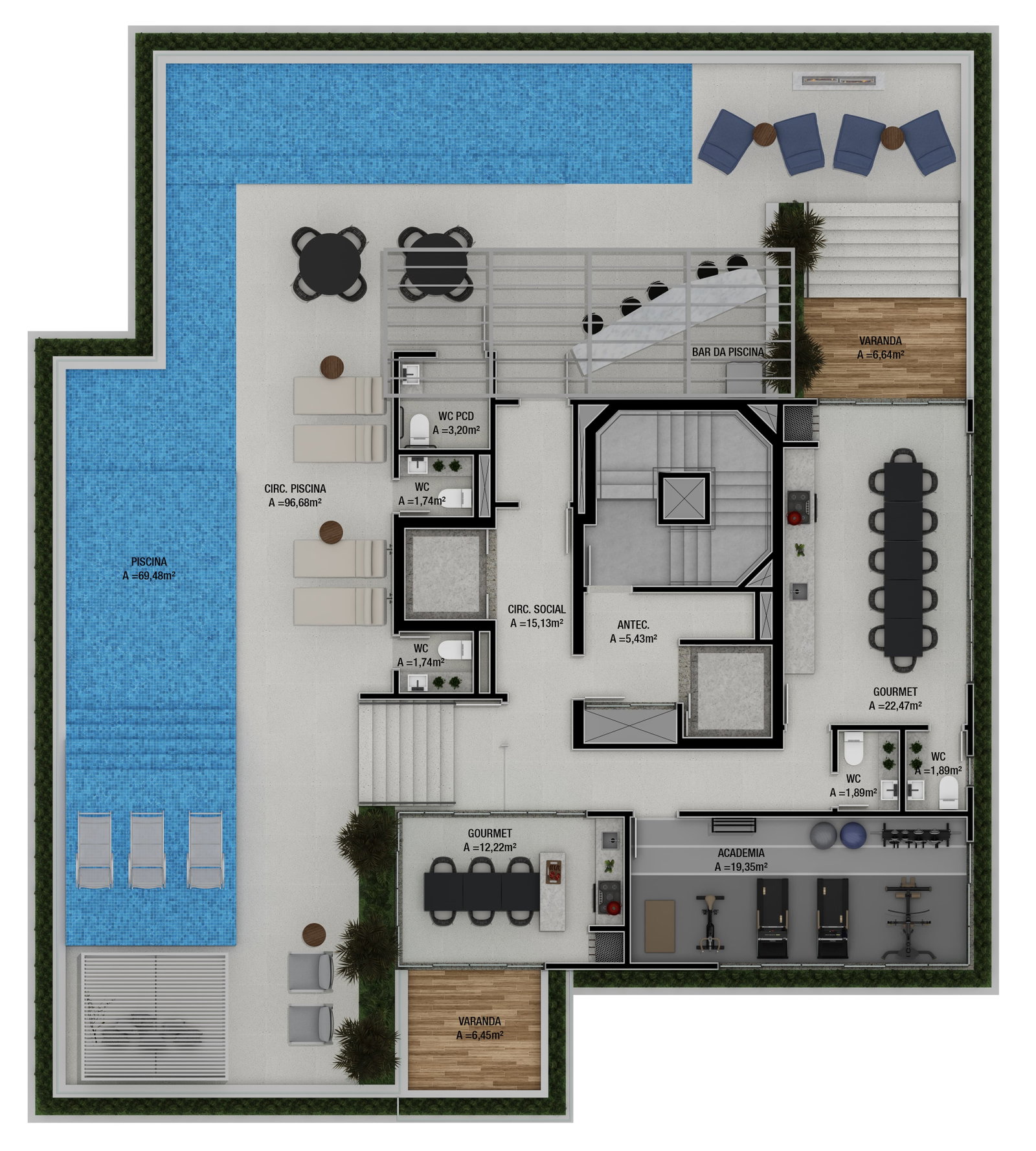 Planta Lazer · Rooftop do Latitude 26°