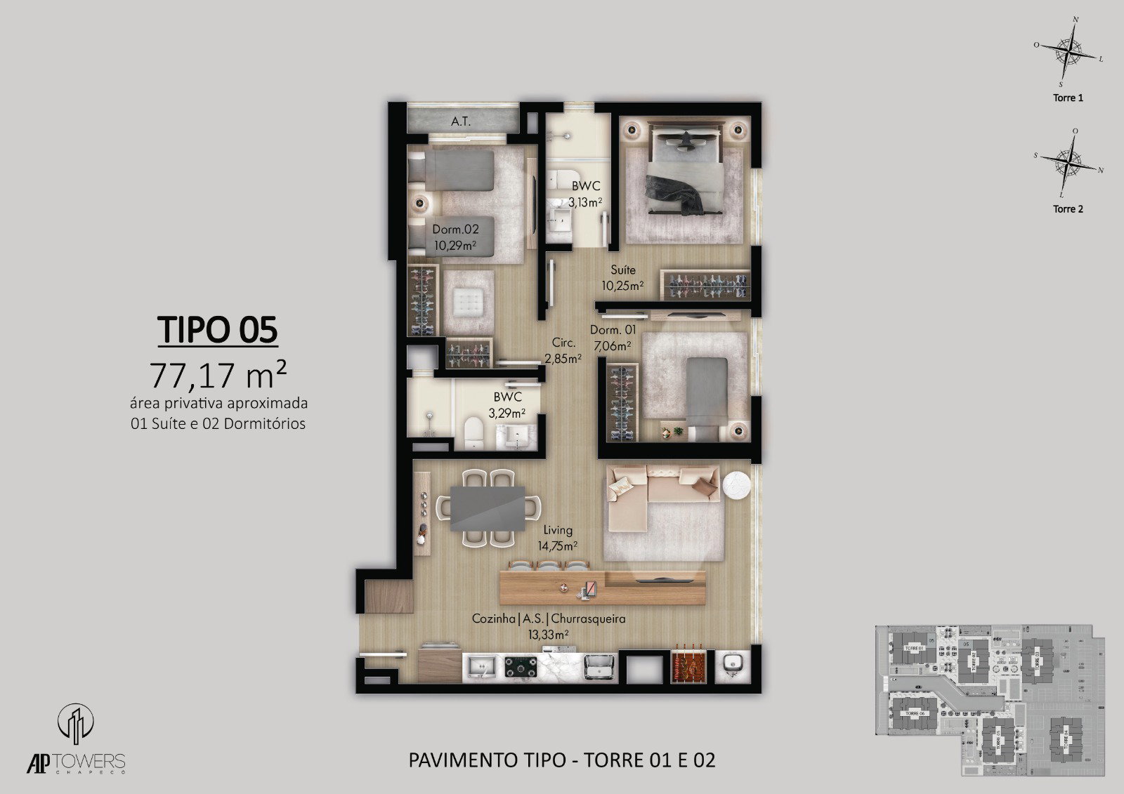 Planta 9 de AP Towers Chapecó