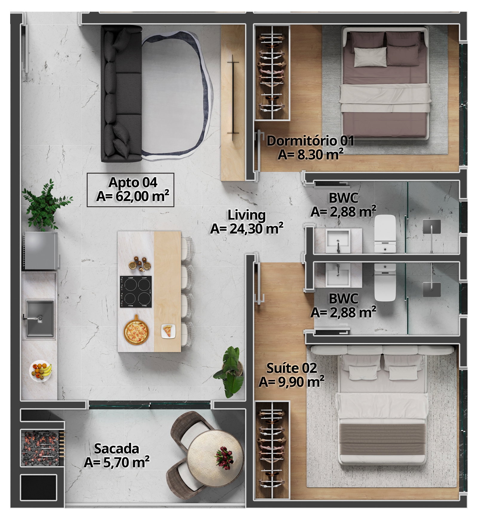 Planta Final 04, 62 m² do Costa Serenita
