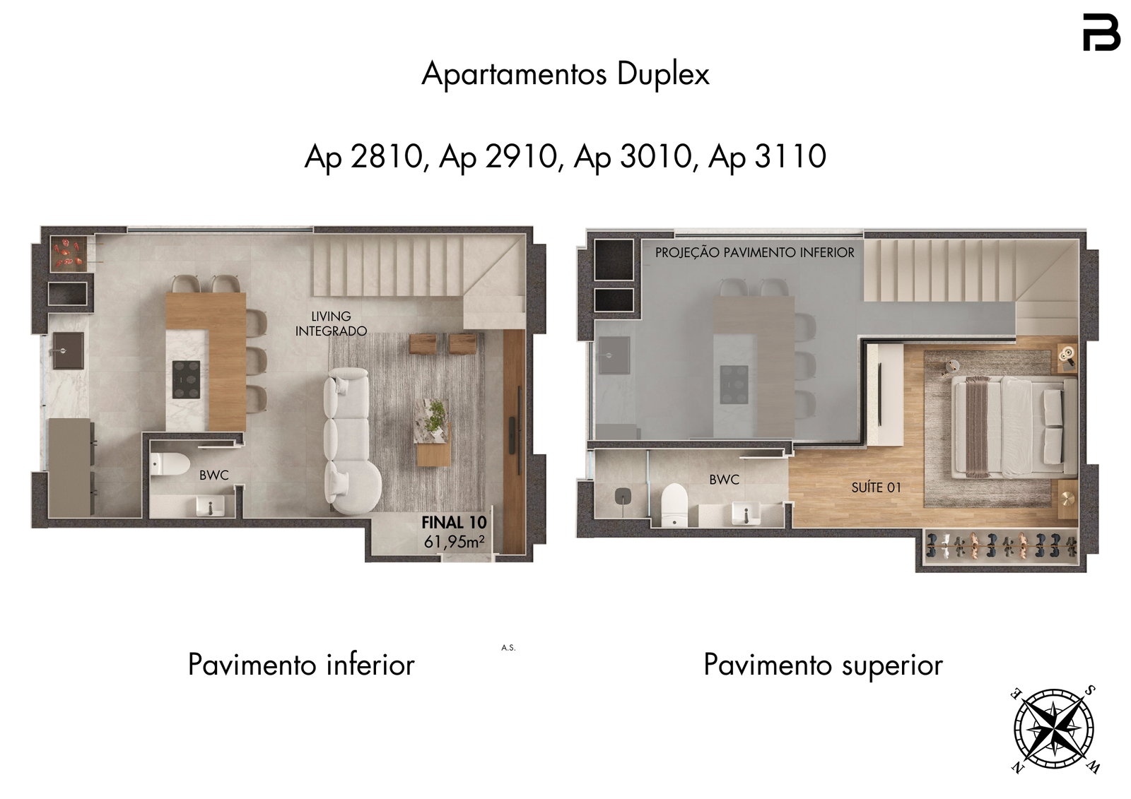 Planta Final 10, 62 m² do Breeze Towers