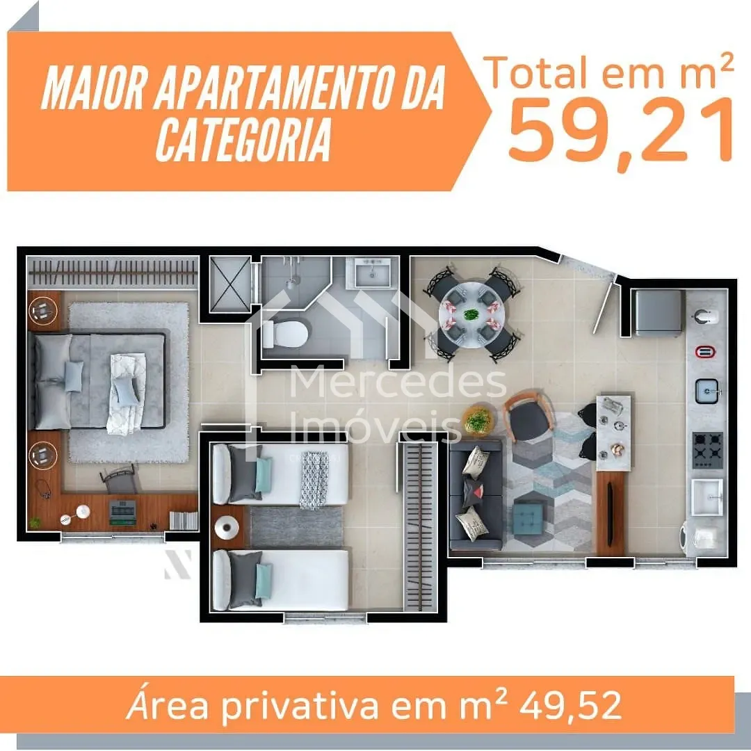 Foto 4 de Apartamento com 2 dormitórios à venda, 49 m² por R$ 359.000- Itaipava - Itajaí/SC