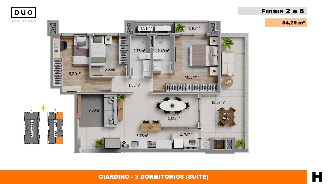 Planta 2 de Duo Residence - Torre B