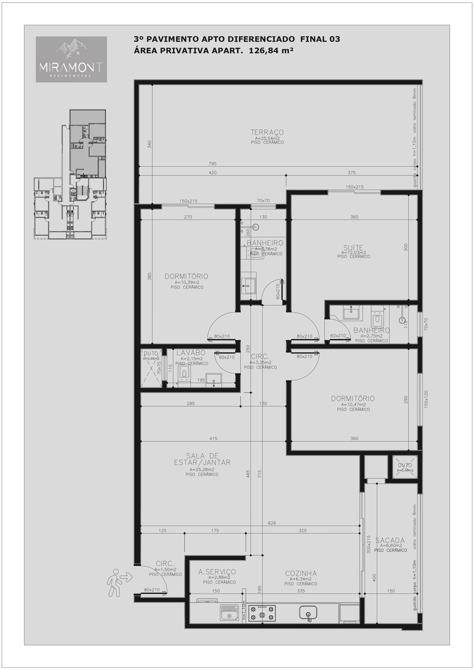 Planta Final 03, 127 m² do Edifício Miramont