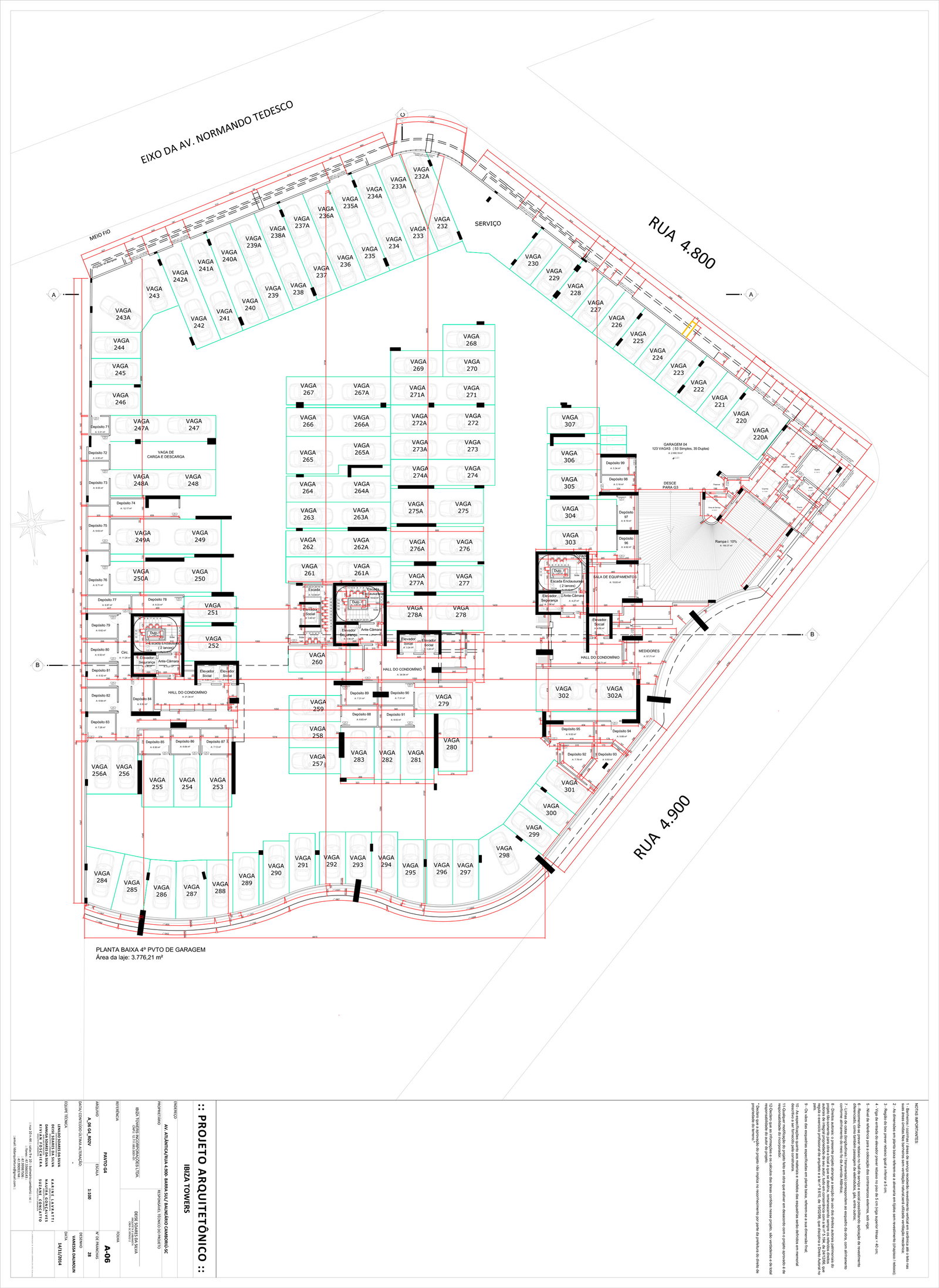 Planta Garagem · 4º pavimento do Ibiza Towers